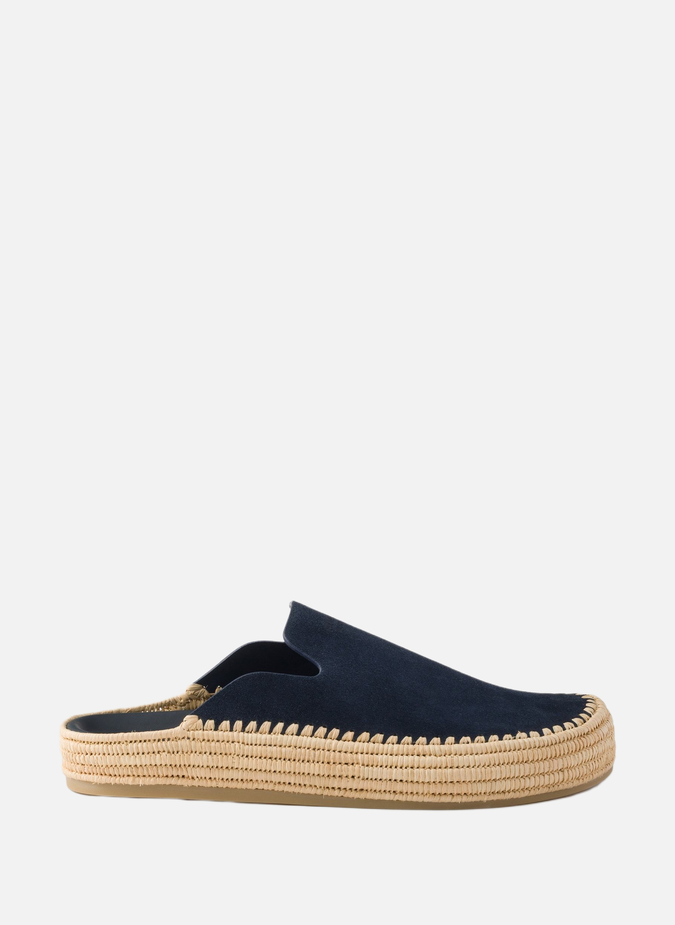 Mules en veau velours PRADA Bleu