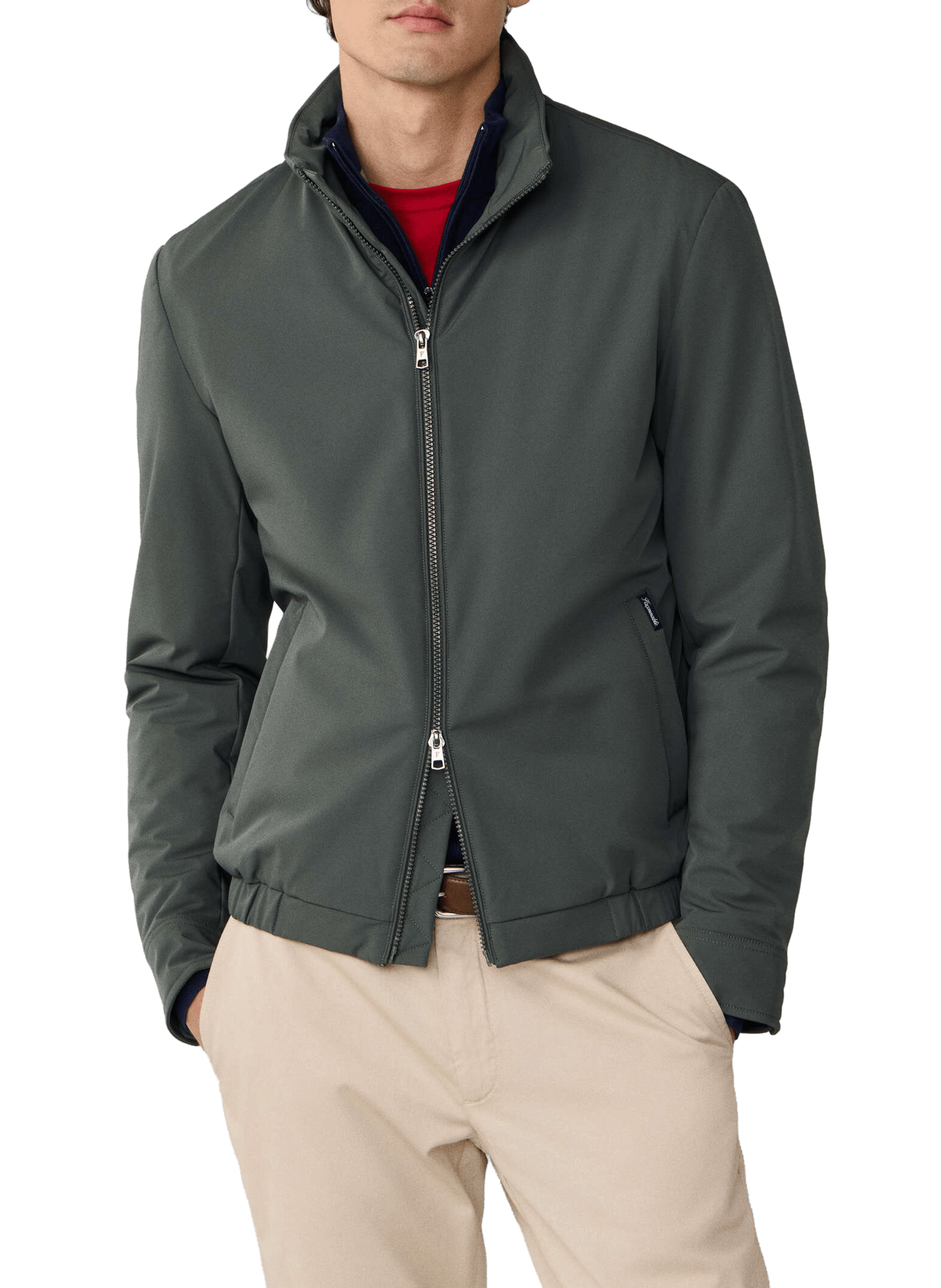 Blouson uni à col montant FACONNABLE Kaki