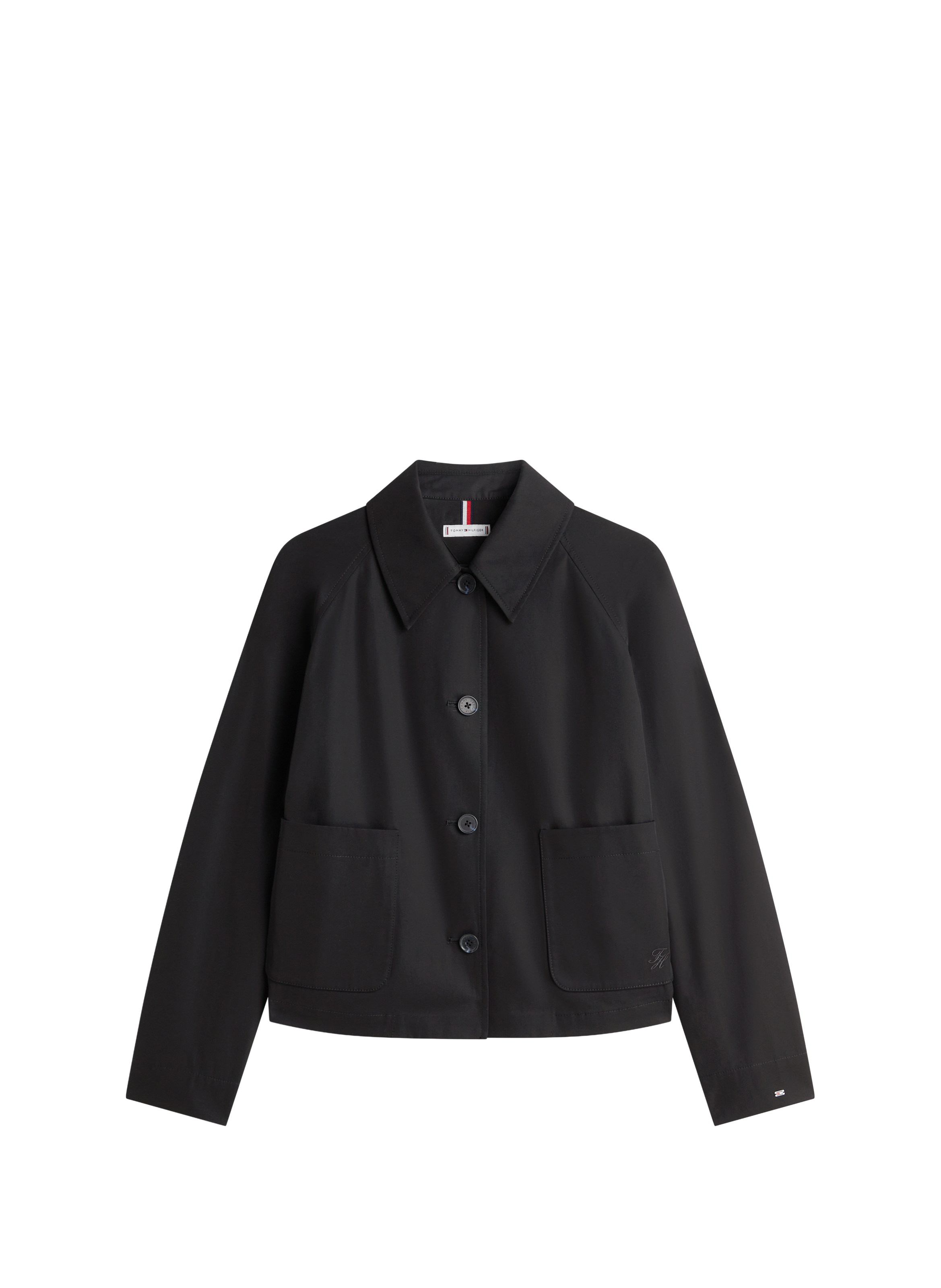 Lightweight straight cotton jacket TOMMY HILFIGER Black