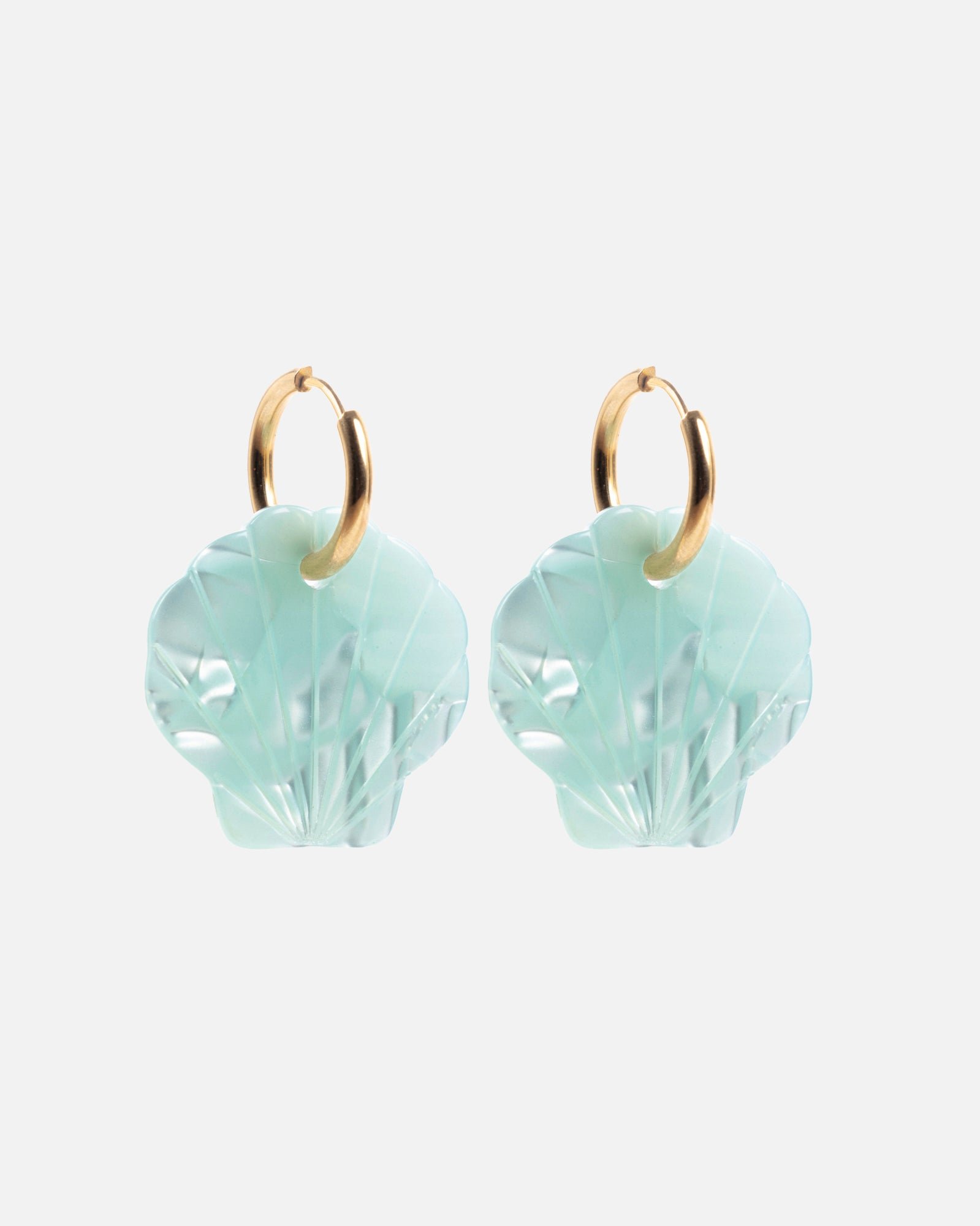 Boucles d'oreilles mermaid avec anneaux en acier inoxydable doré KURAGE GINZA Bleu