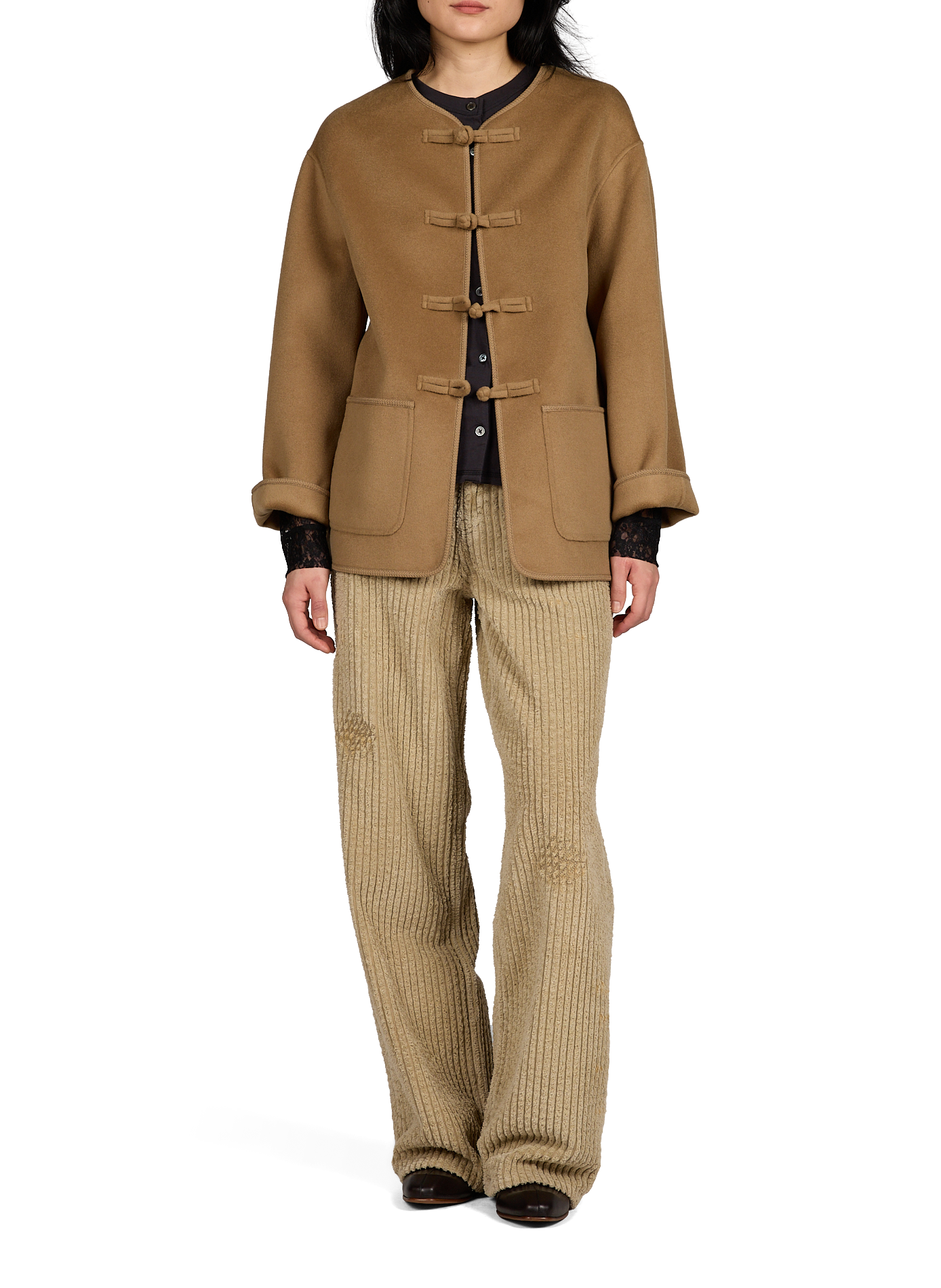 Textured cotton striped pants OUR LEGACY Brown