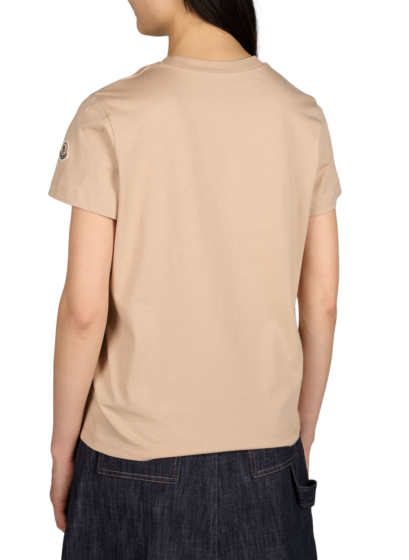 T-shirt broderie poitrine en coton MONCLER Beige