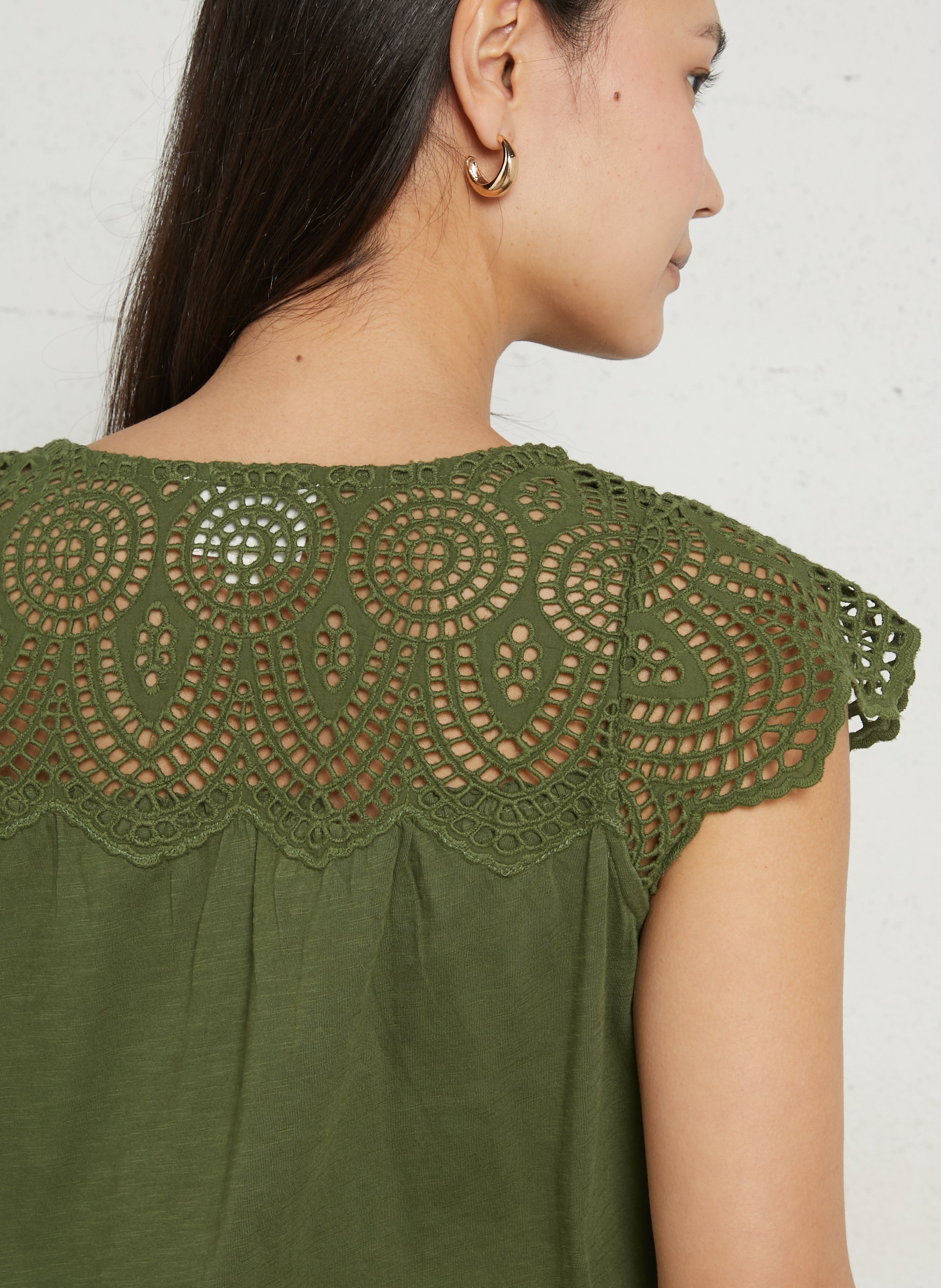 Top col v en coton lilou MAISON 123 Vert