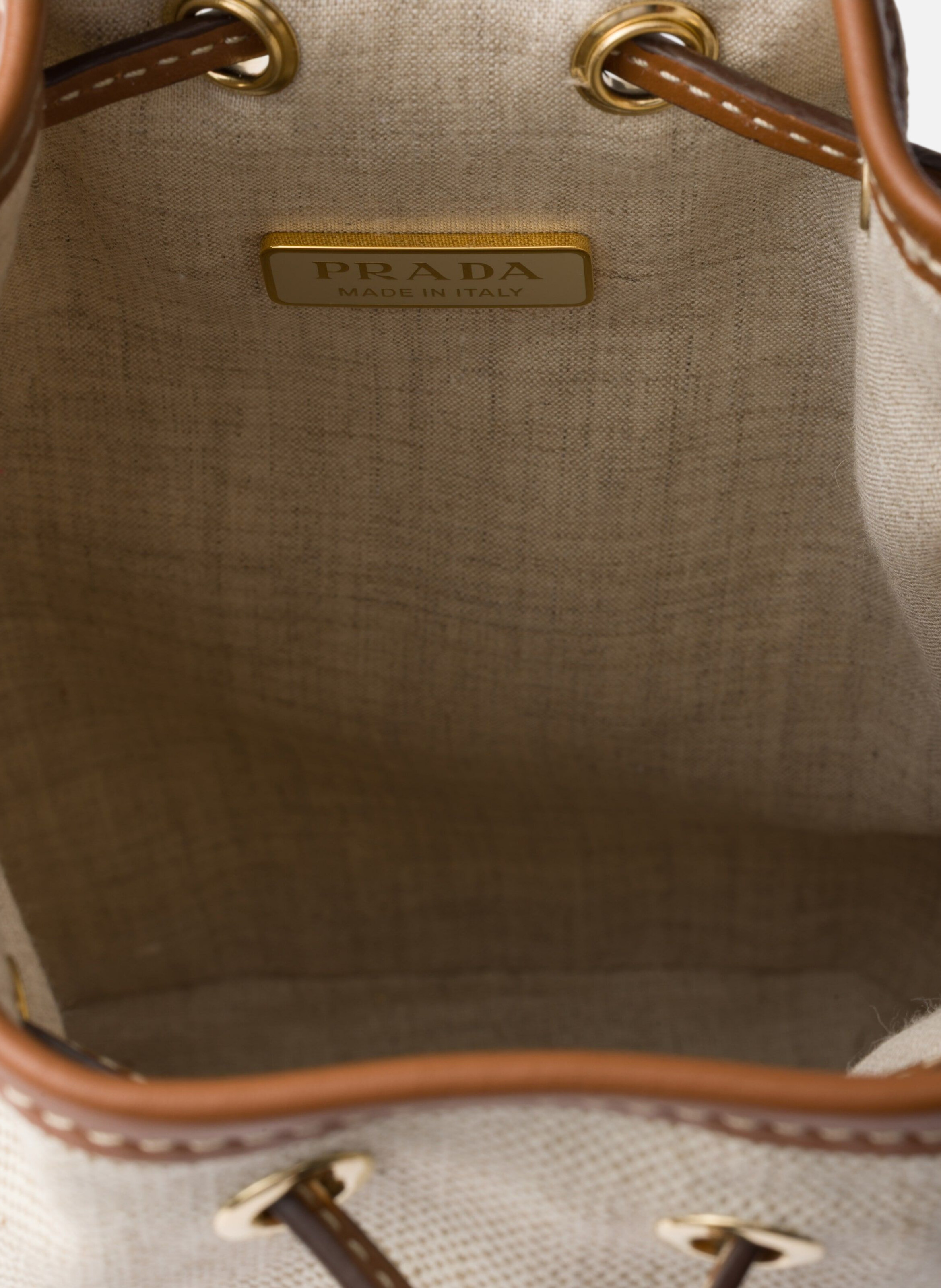 Pochette en toile et cuir PRADA Beige