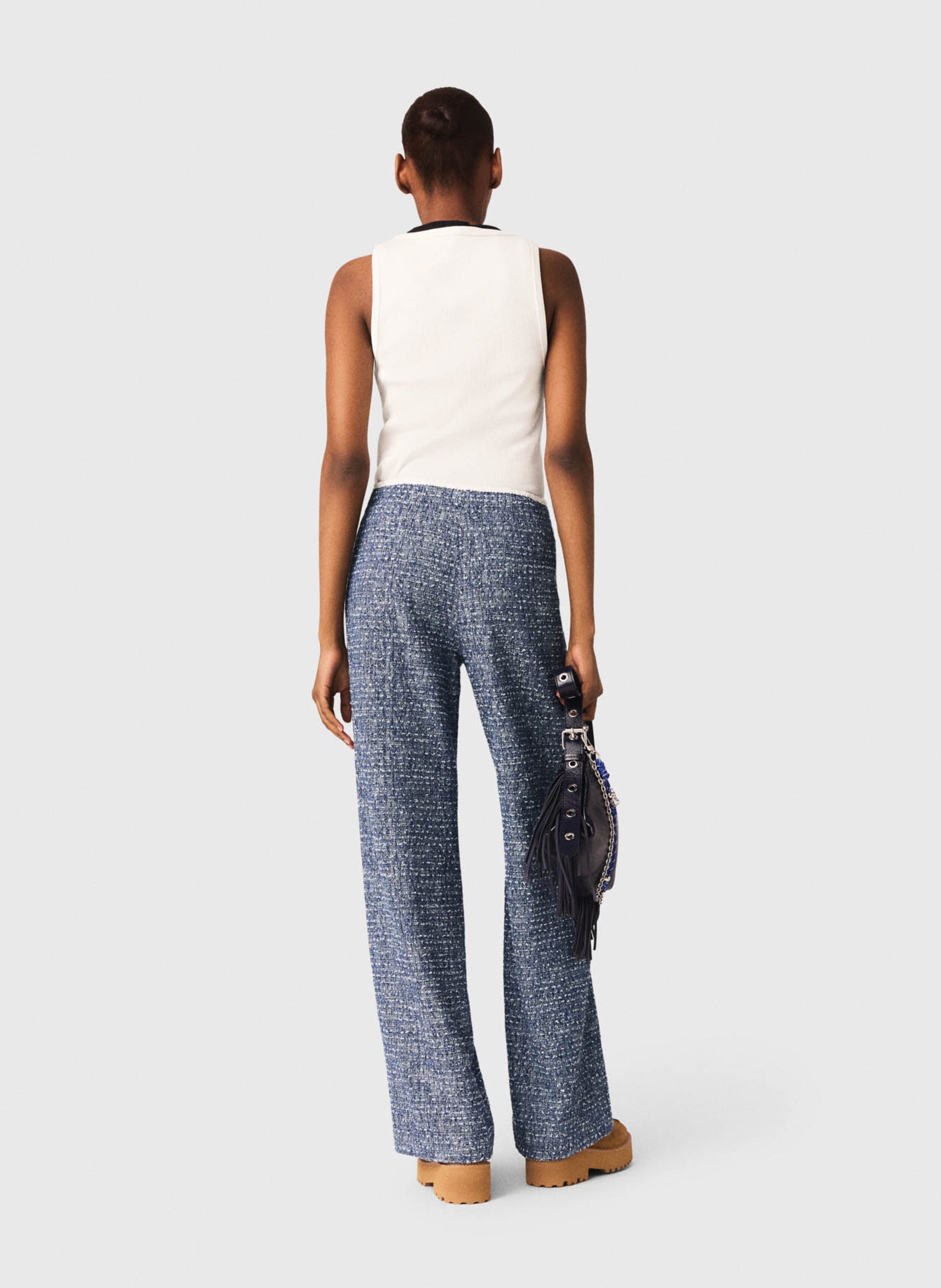 Pantalon droit en tweed Bleu