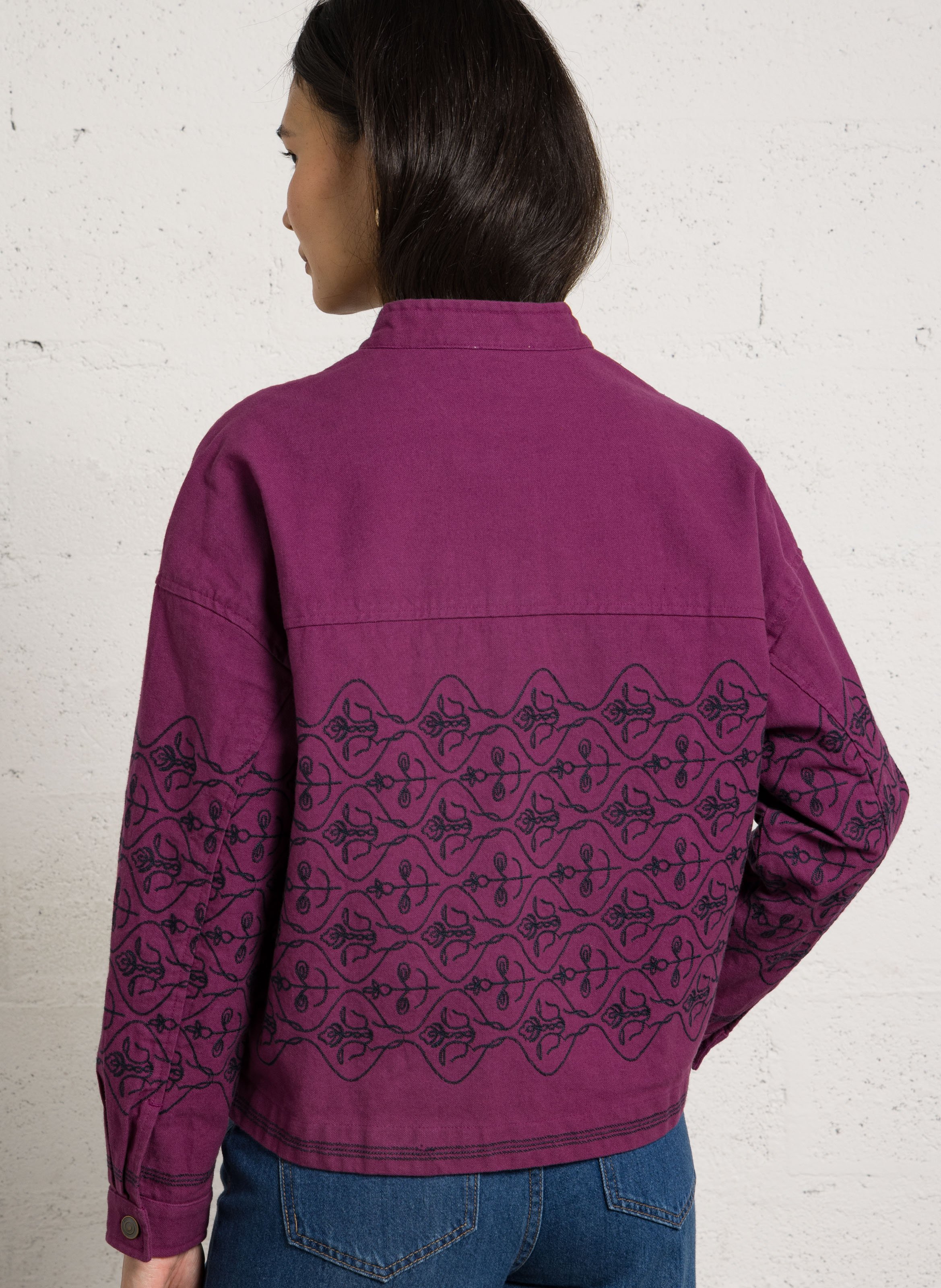 Veste courte ample à broderies valery MAISON 123 Violet