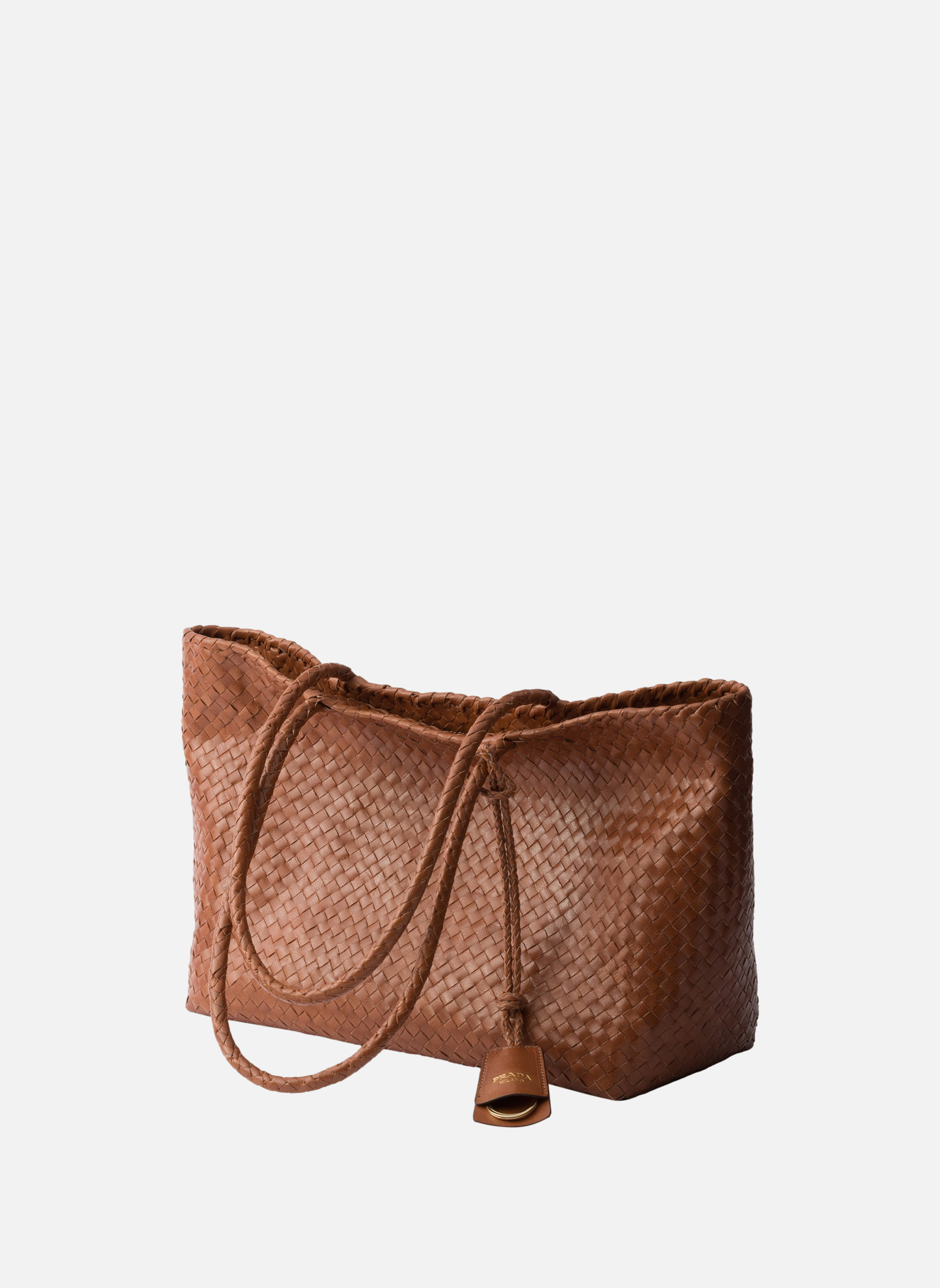 Grand cabas en cuir PRADA Marron