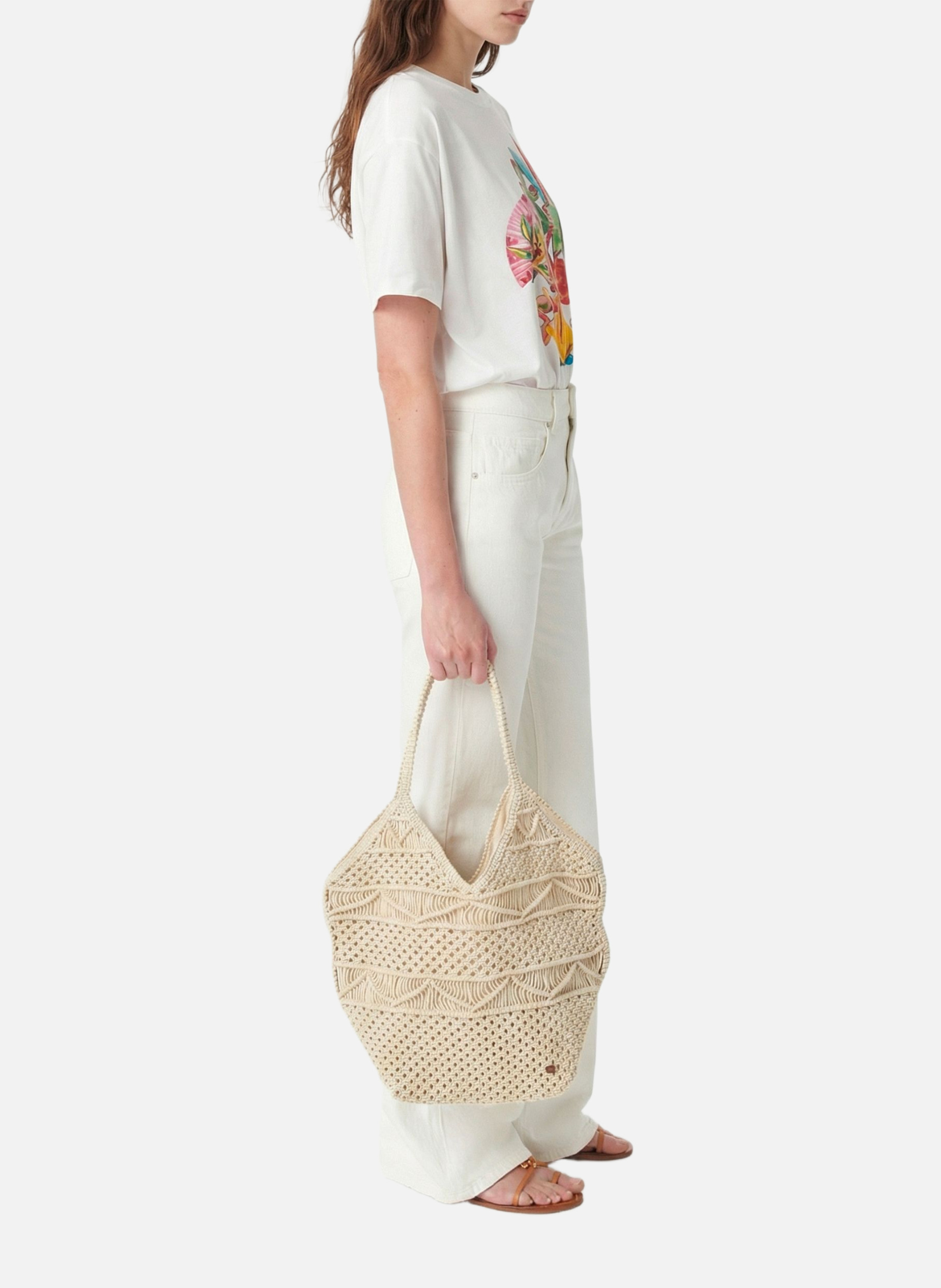 Sac crochet en coton Blanc