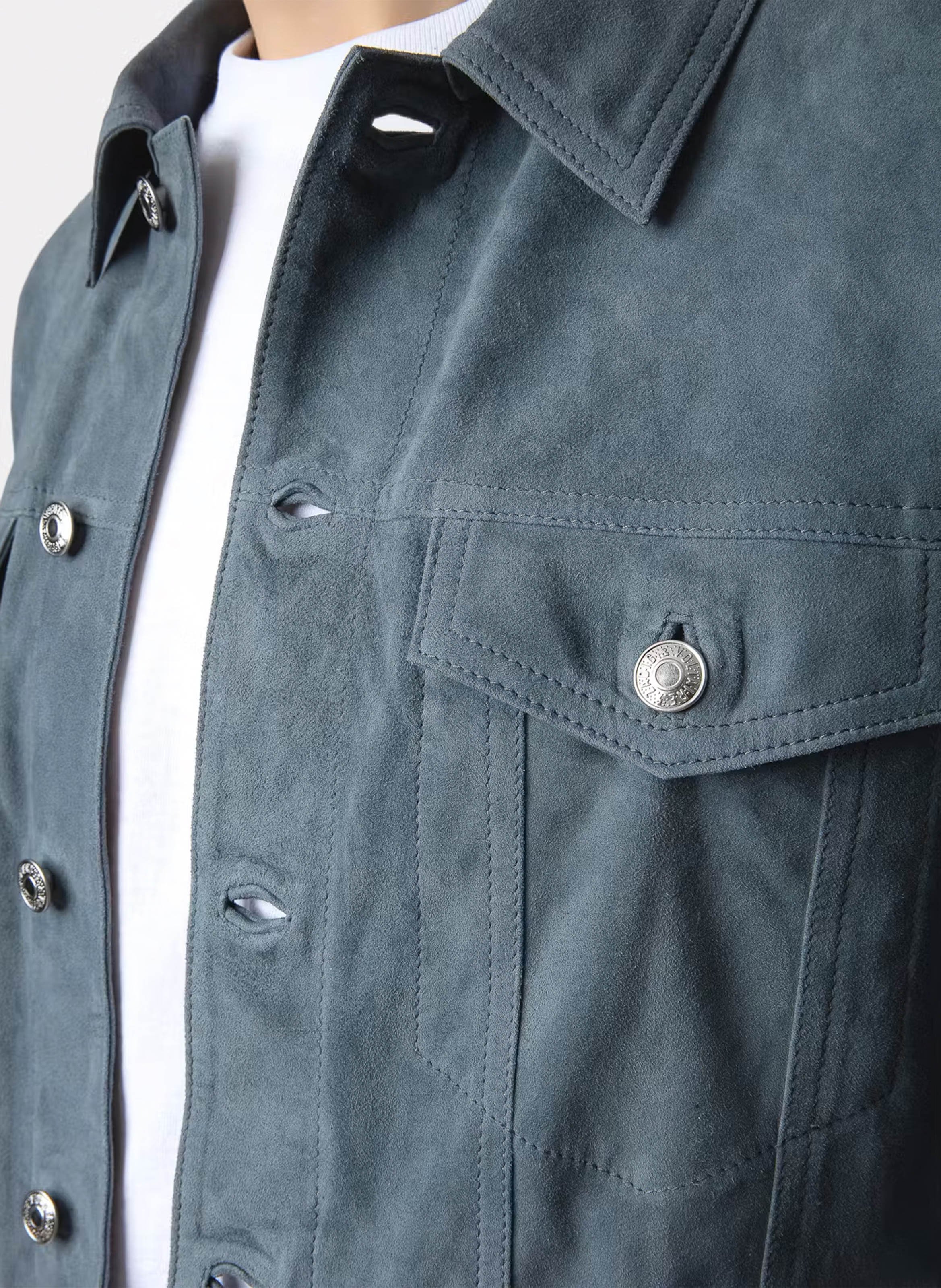 Veste col classique en cuir base ZADIG&VOLTAIRE Bleu