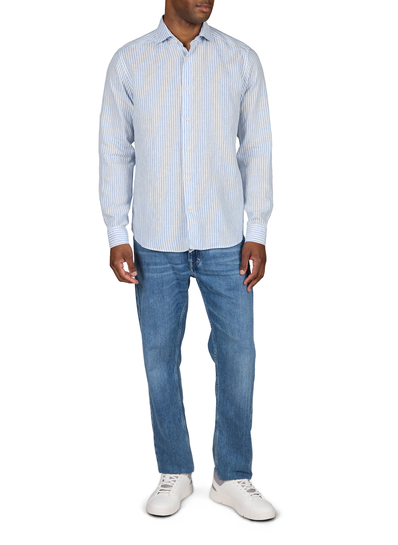 Gestreept linnen overhemd ETON Blauw