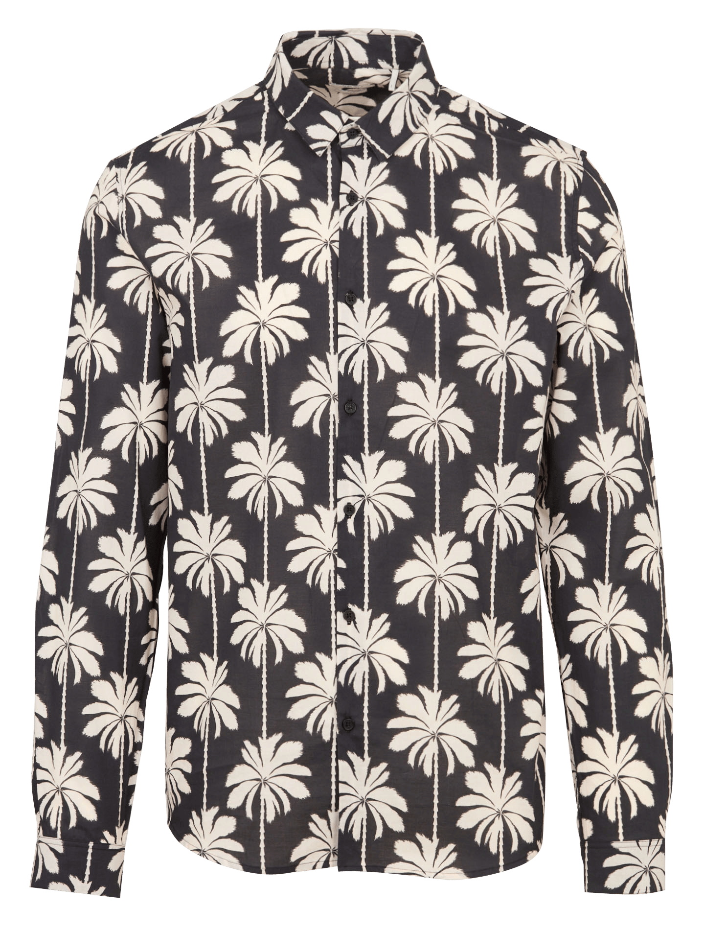 Chemise slim-fit col parisien imprimée en coton IKKS Noir