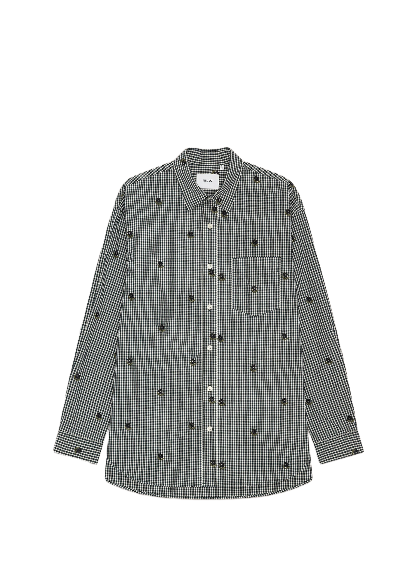 Weites bedrucktes Hemd mit bestickten Mustern NN.07 Blau