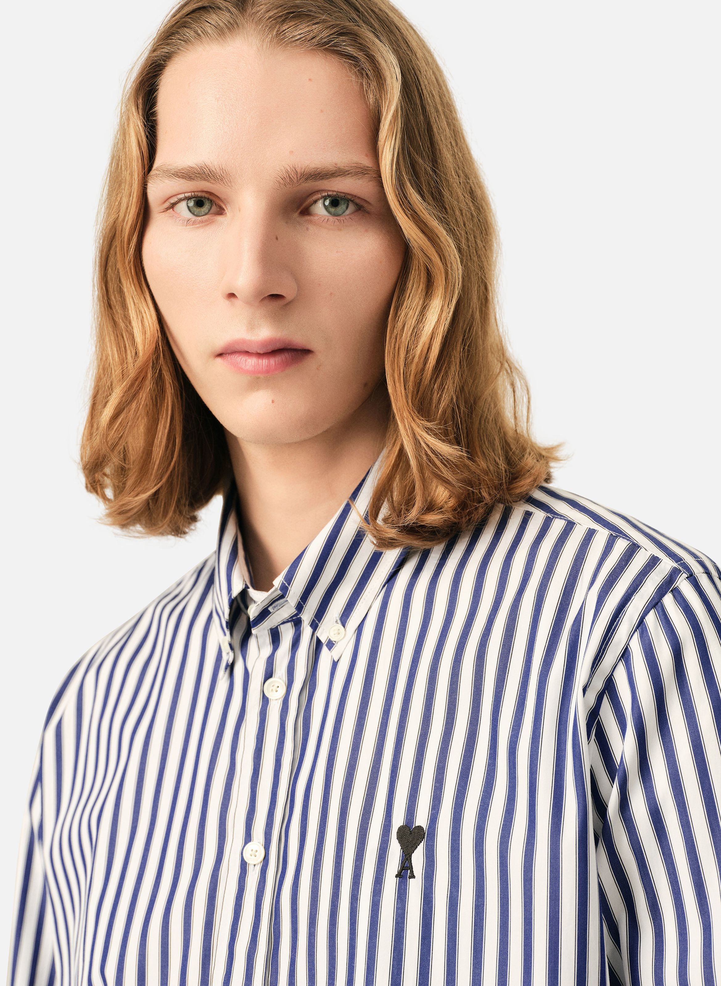 Chemise rayée unisexe en coton ami de coeur AMI PARIS Bleu