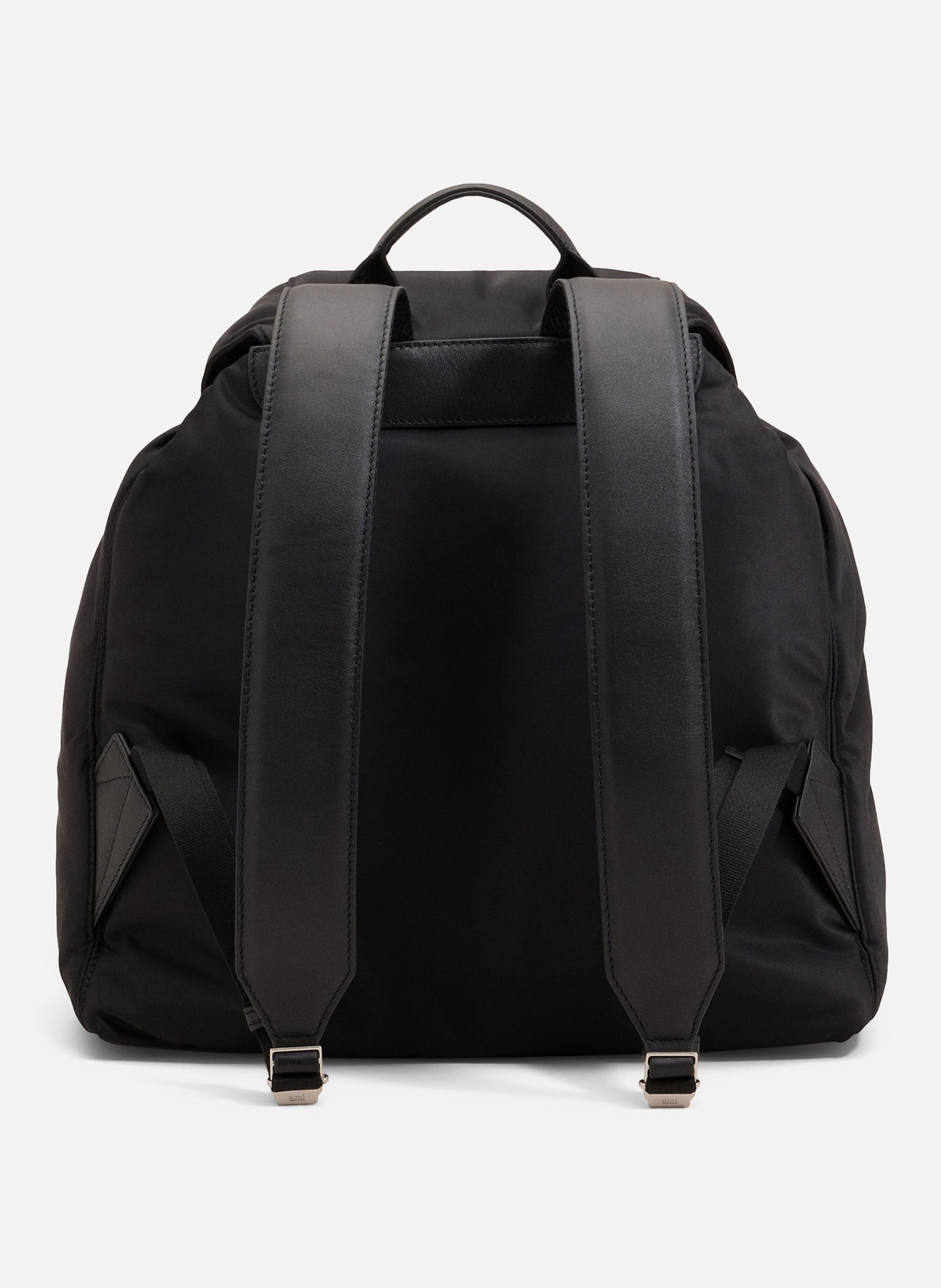 Sac à dos à rabat marcel unisexe en nylon AMI PARIS Noir