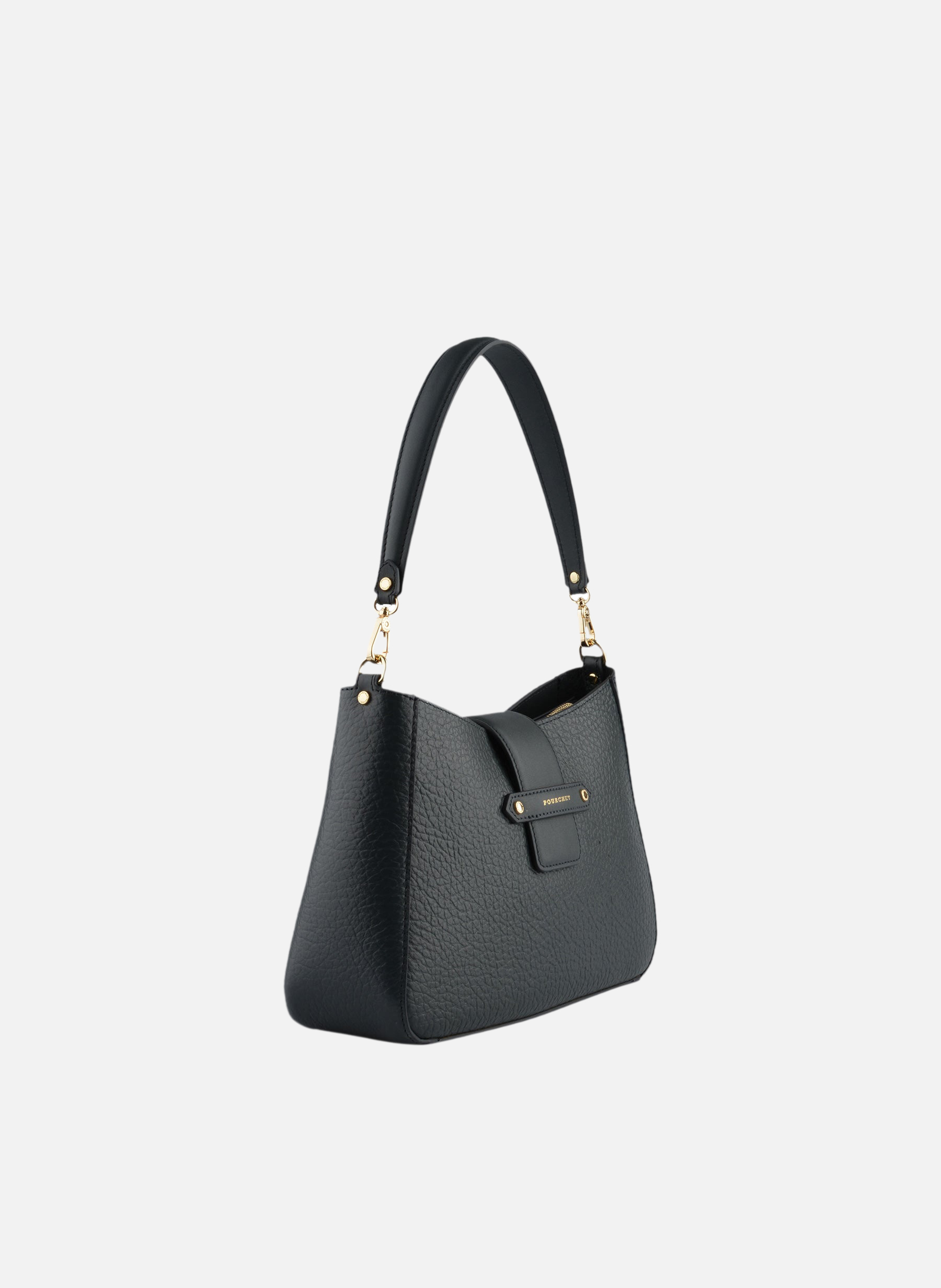 Fleuves | sac porté épaule gm en cuir de vachette | Bleu POURCHET Femme