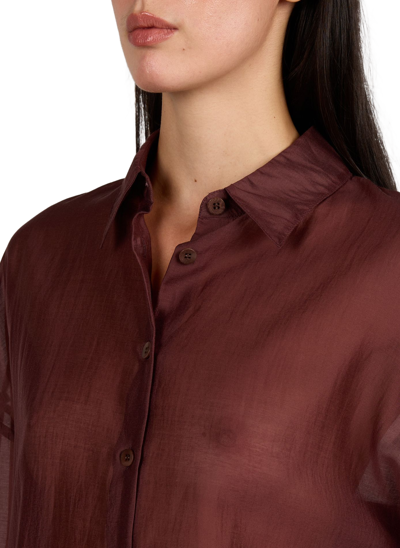 Chemise manches longues à col classique TIBI Marron