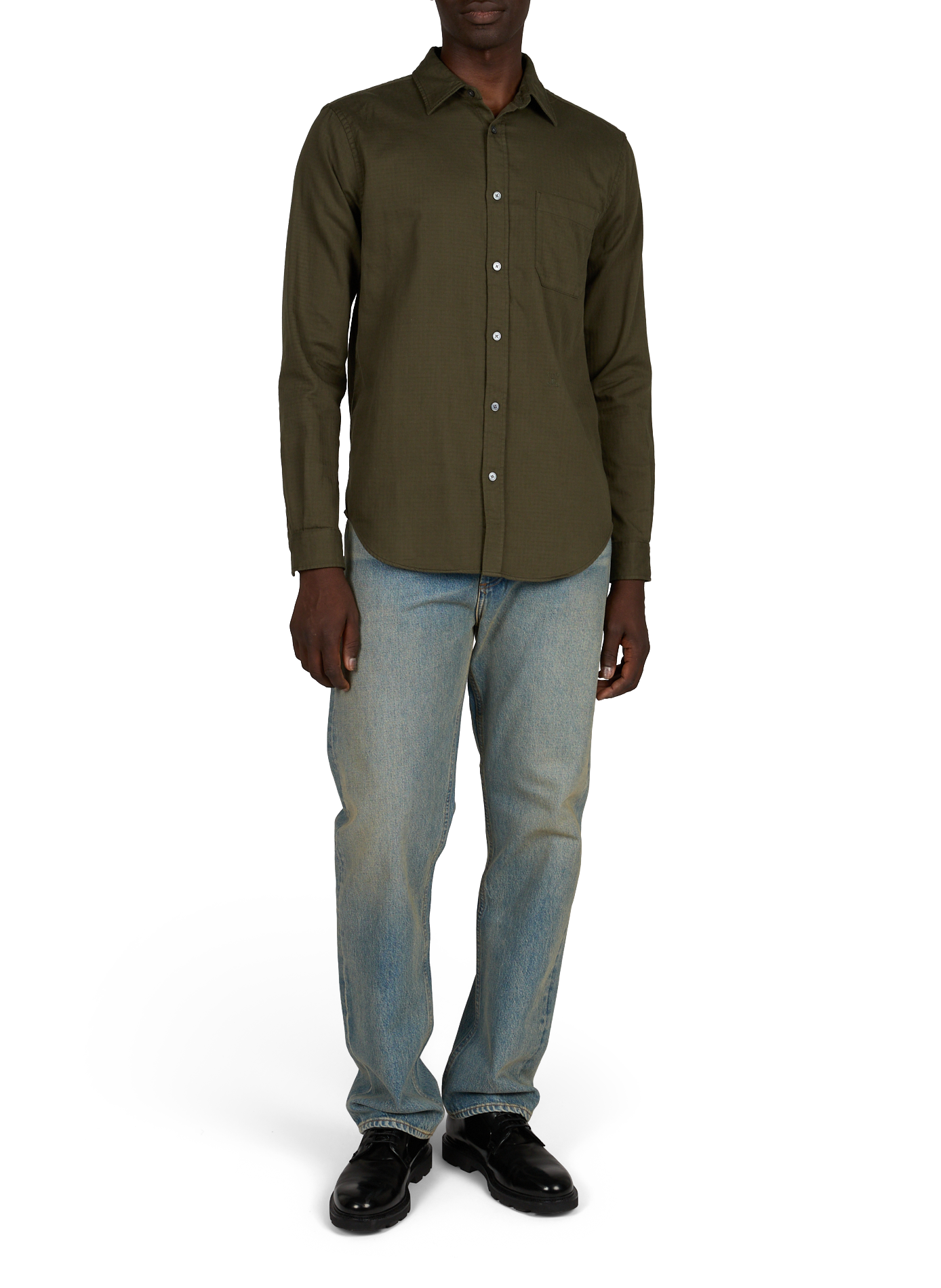 Chemise droite col classique en coton CLOSED Kaki