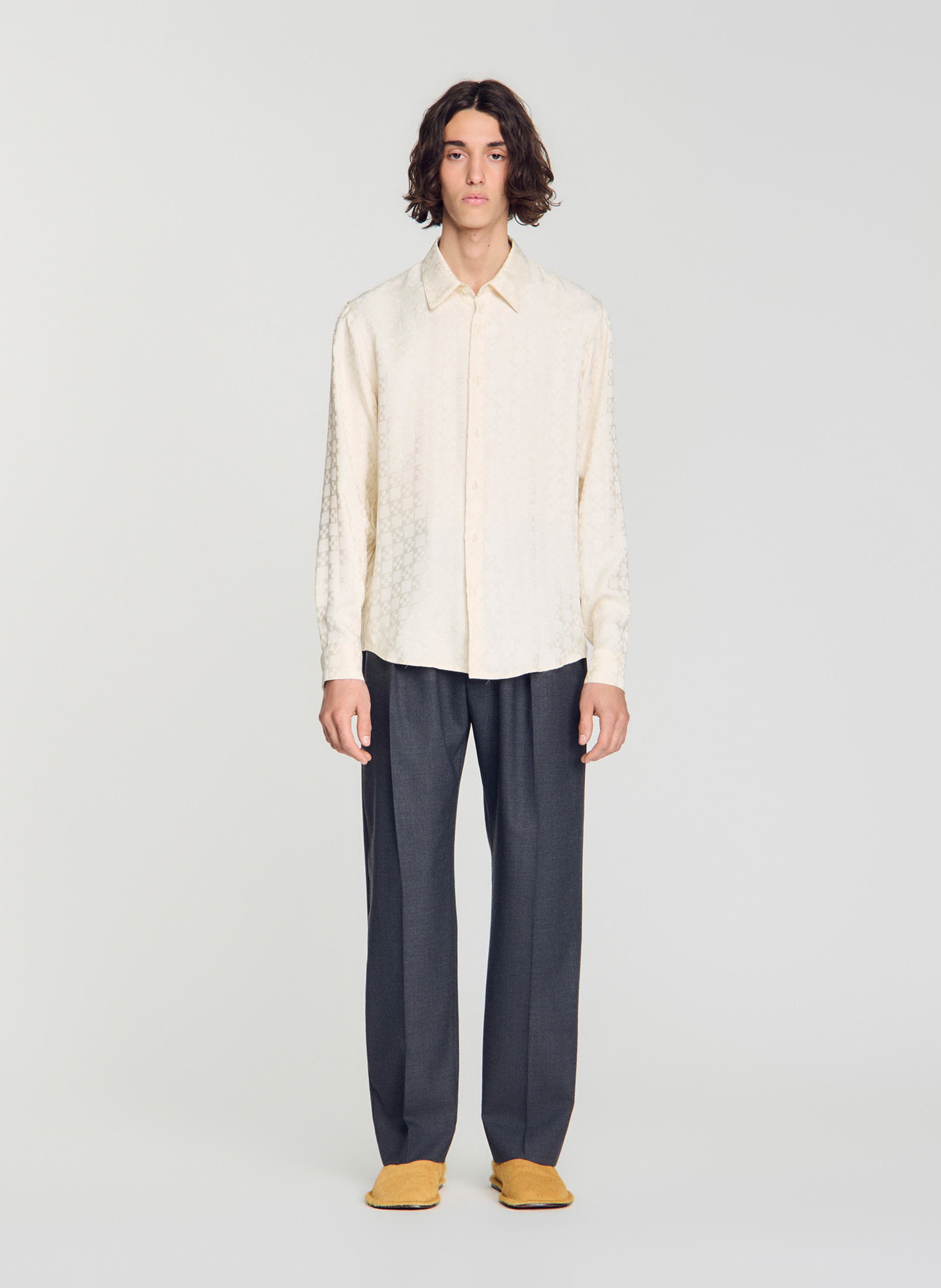Chemise droite jacquard SANDRO Blanc