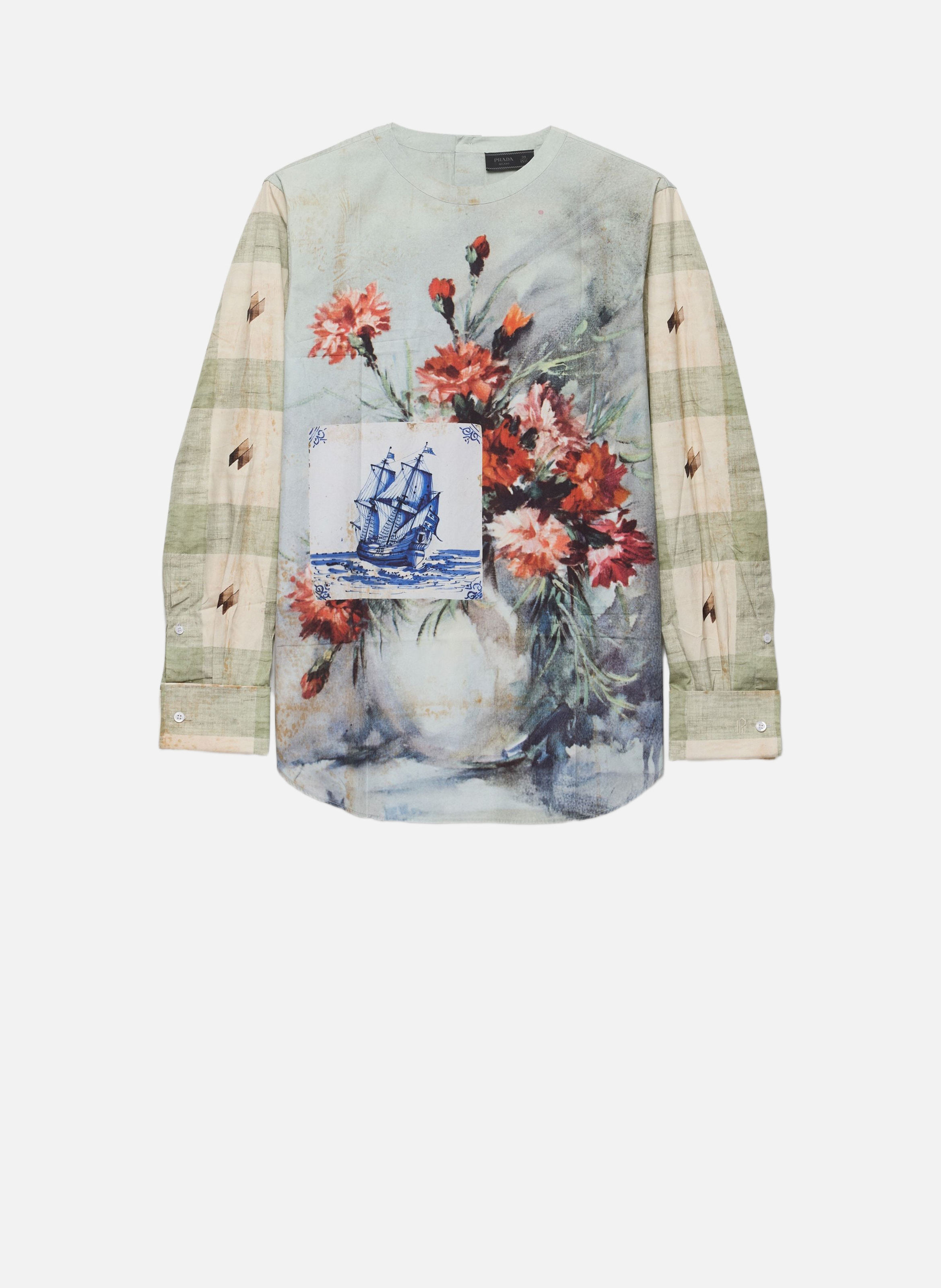 Chemise en coton imprimé PRADA Gris
