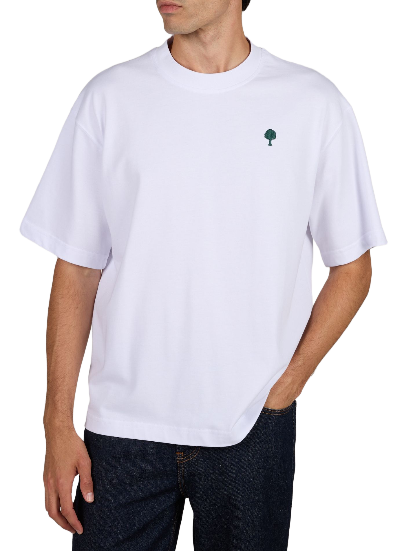 Kurzarm-Baumwollpullover FAGUO Weiss