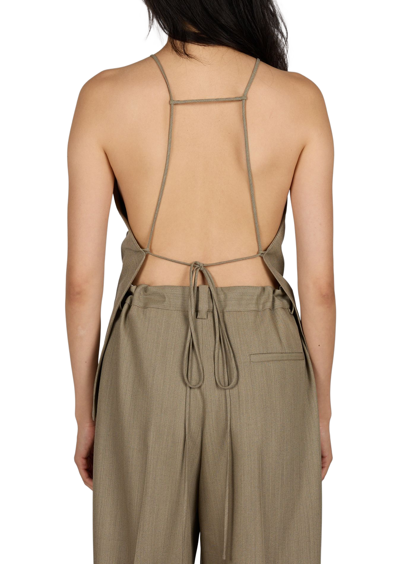 Top dos nu Erin en laine mélangée CALVIN KLEIN COLLECTION Marron