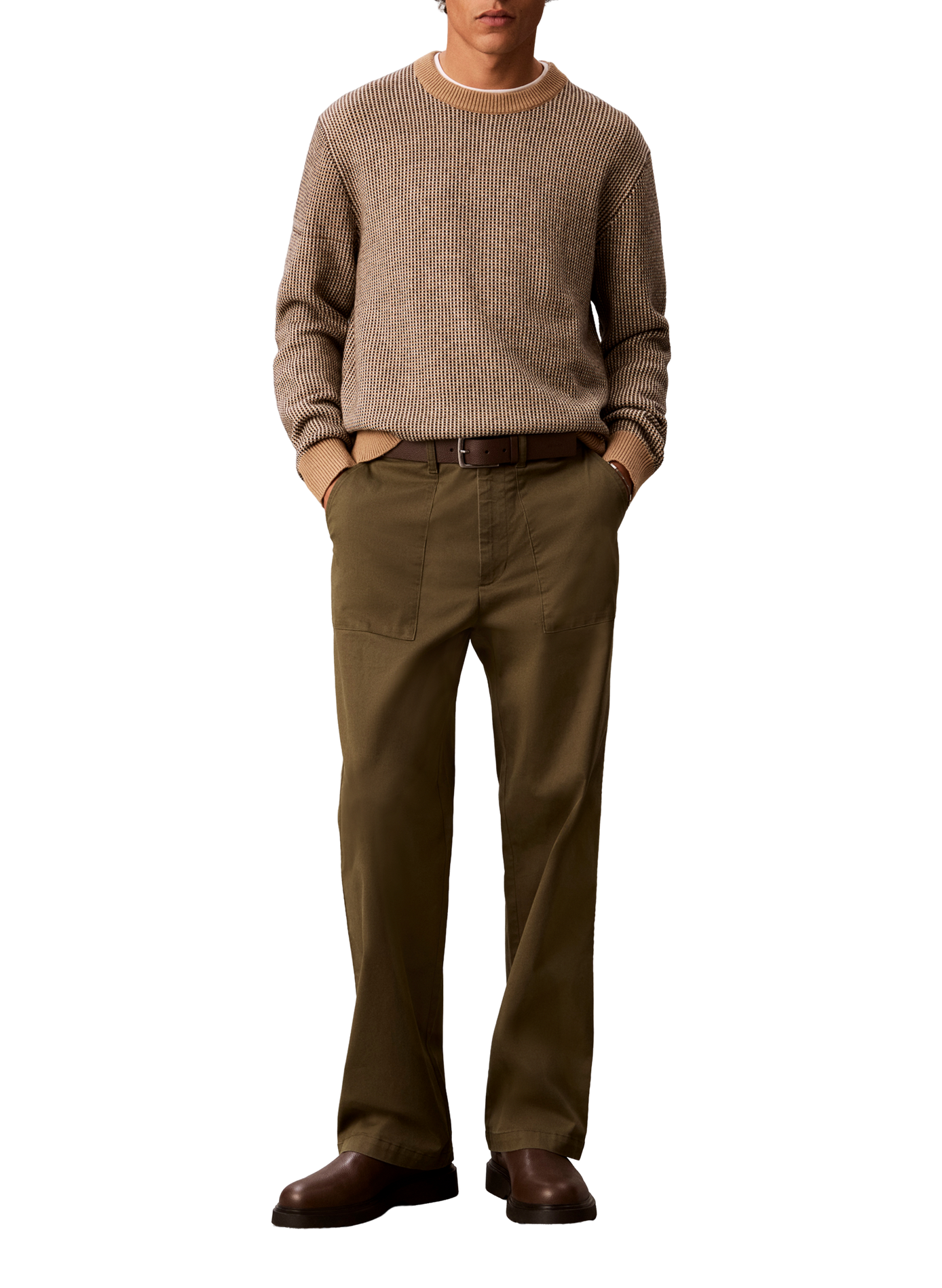 Pullover aus Baumwollmischstrick CALVIN KLEIN Braun