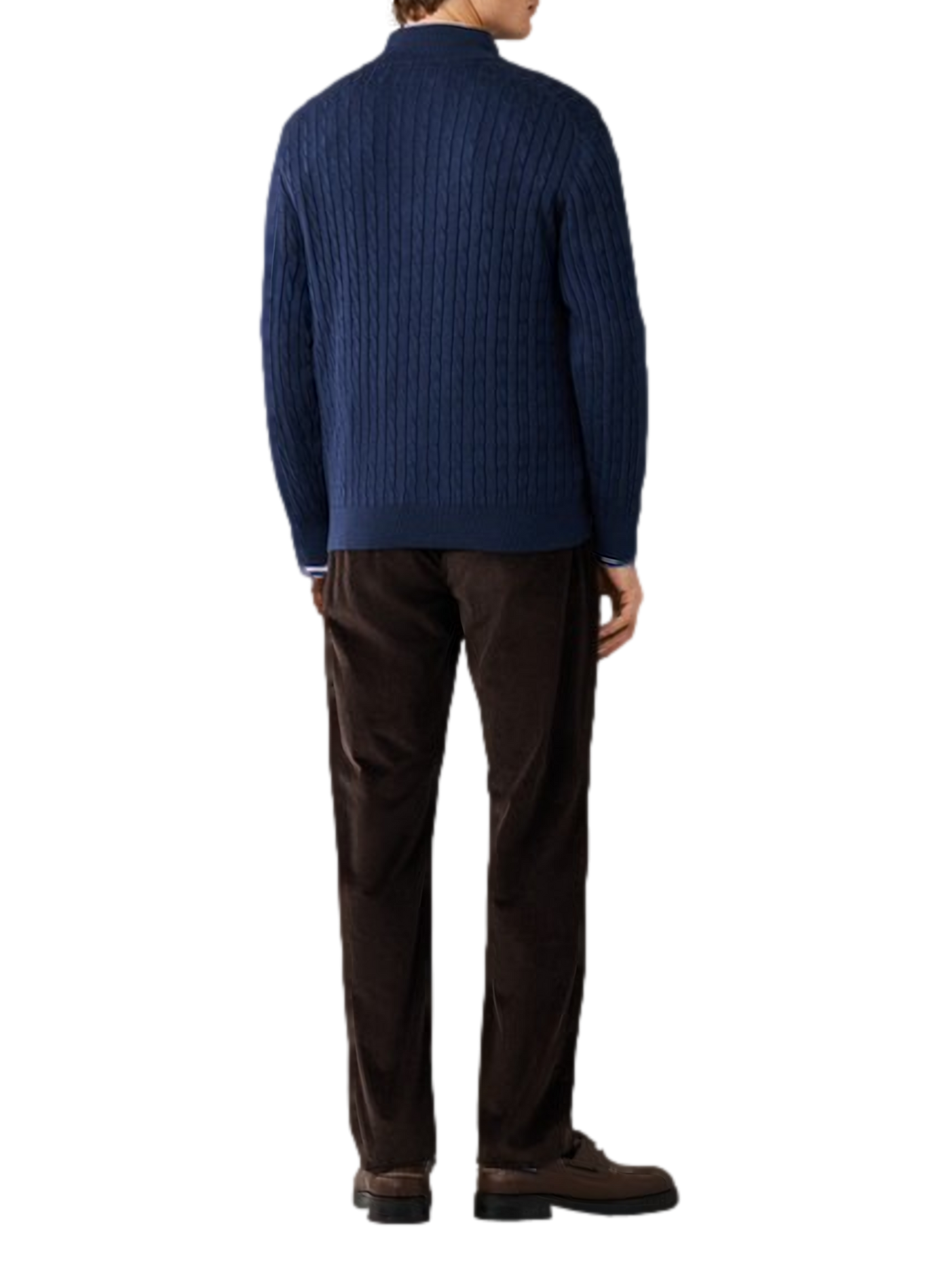 High-neck zip-up sweater in a cotton blend FACONNABLE Blue
