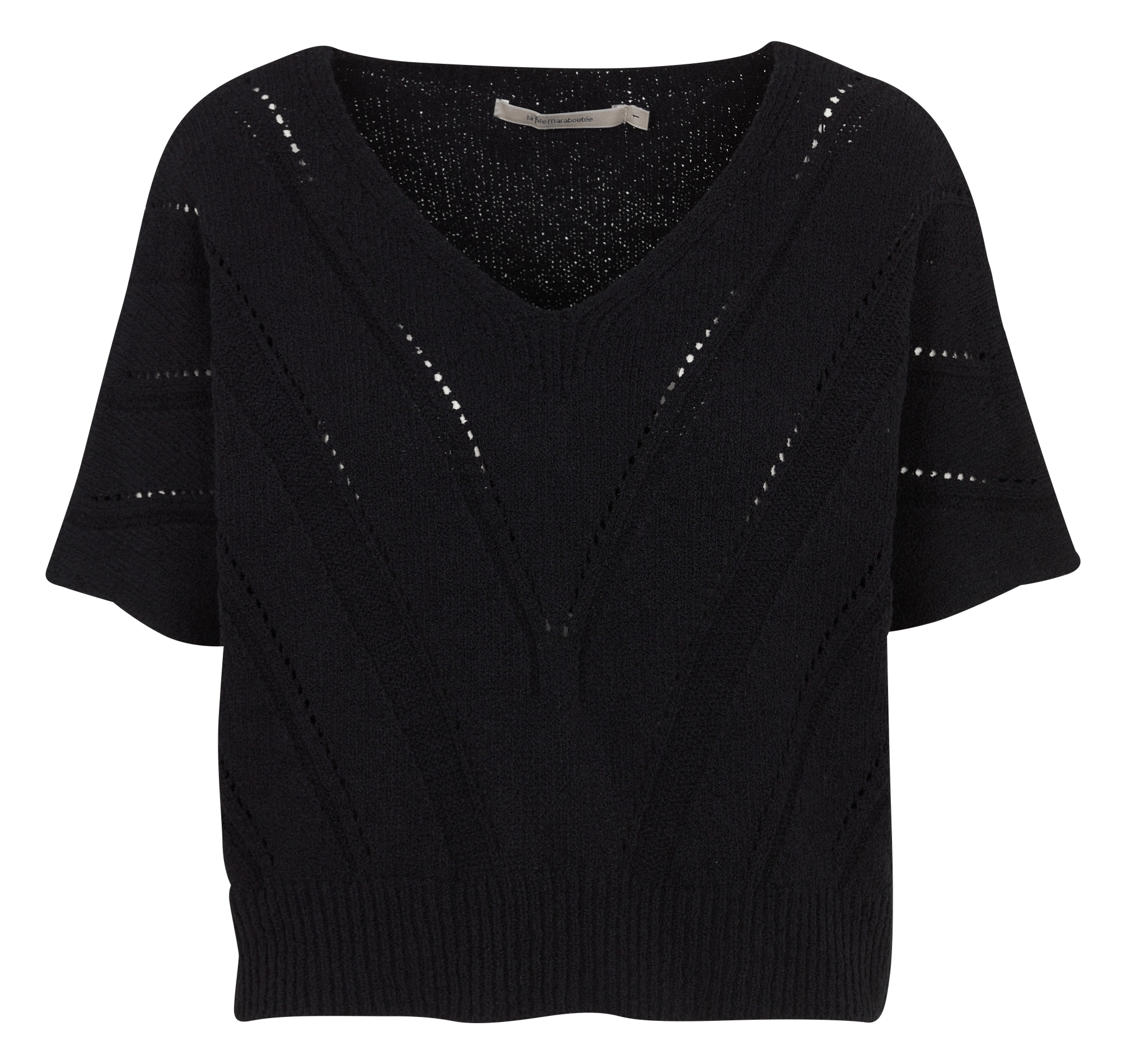 Oversized trui met V-hals van een katoenmix met gerecycled katoen LA FEE MARABOUTEE Zwart