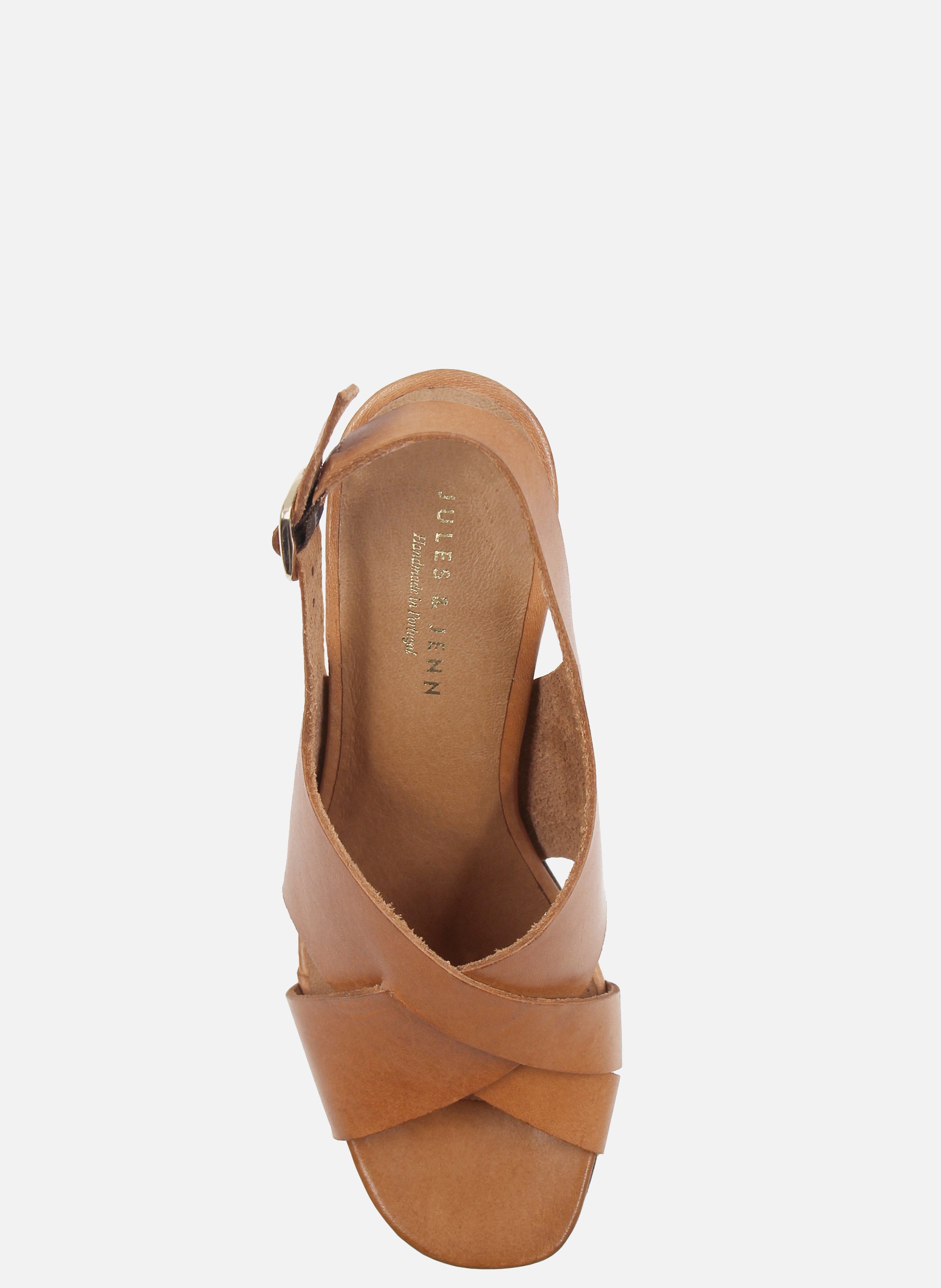 Sandales graphique cuir tannage végétal JULES & JENN Marron