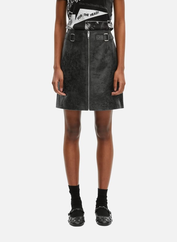Jupe courte zippée en cuir Noir by THE KOOPLES THE KOOPLES Jupe courte zippée en cuir Noir