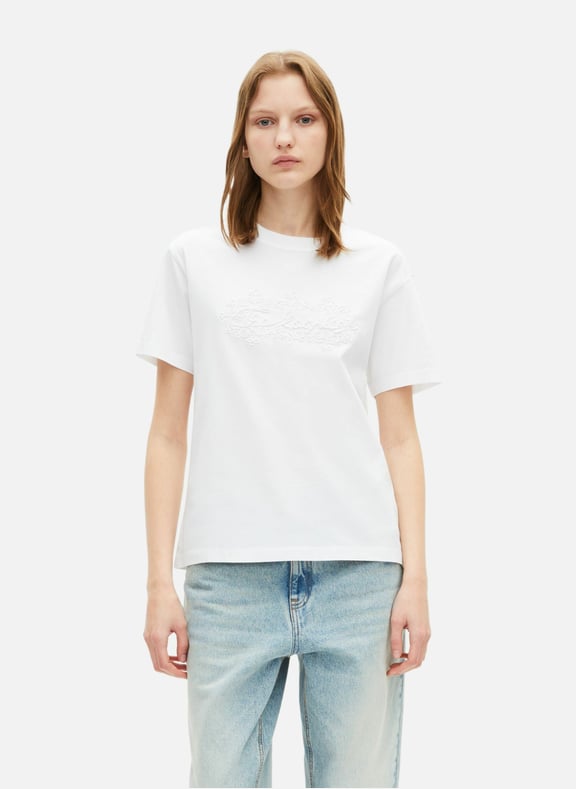 T-shirt femme broderie logo Blanc by THE KOOPLES THE KOOPLES T-shirt femme broderie logo Blanc
