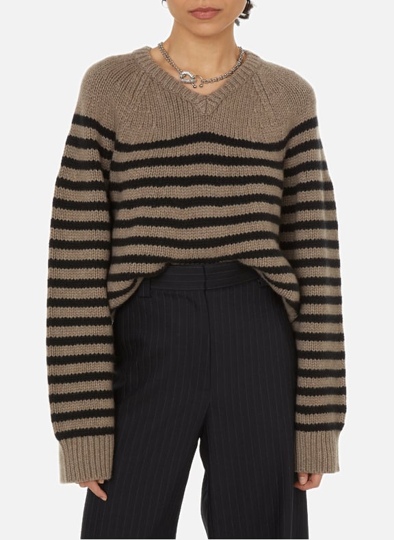 Pull rayé en laine Marron by KHAITE KHAITE Pull rayé en laine Marron