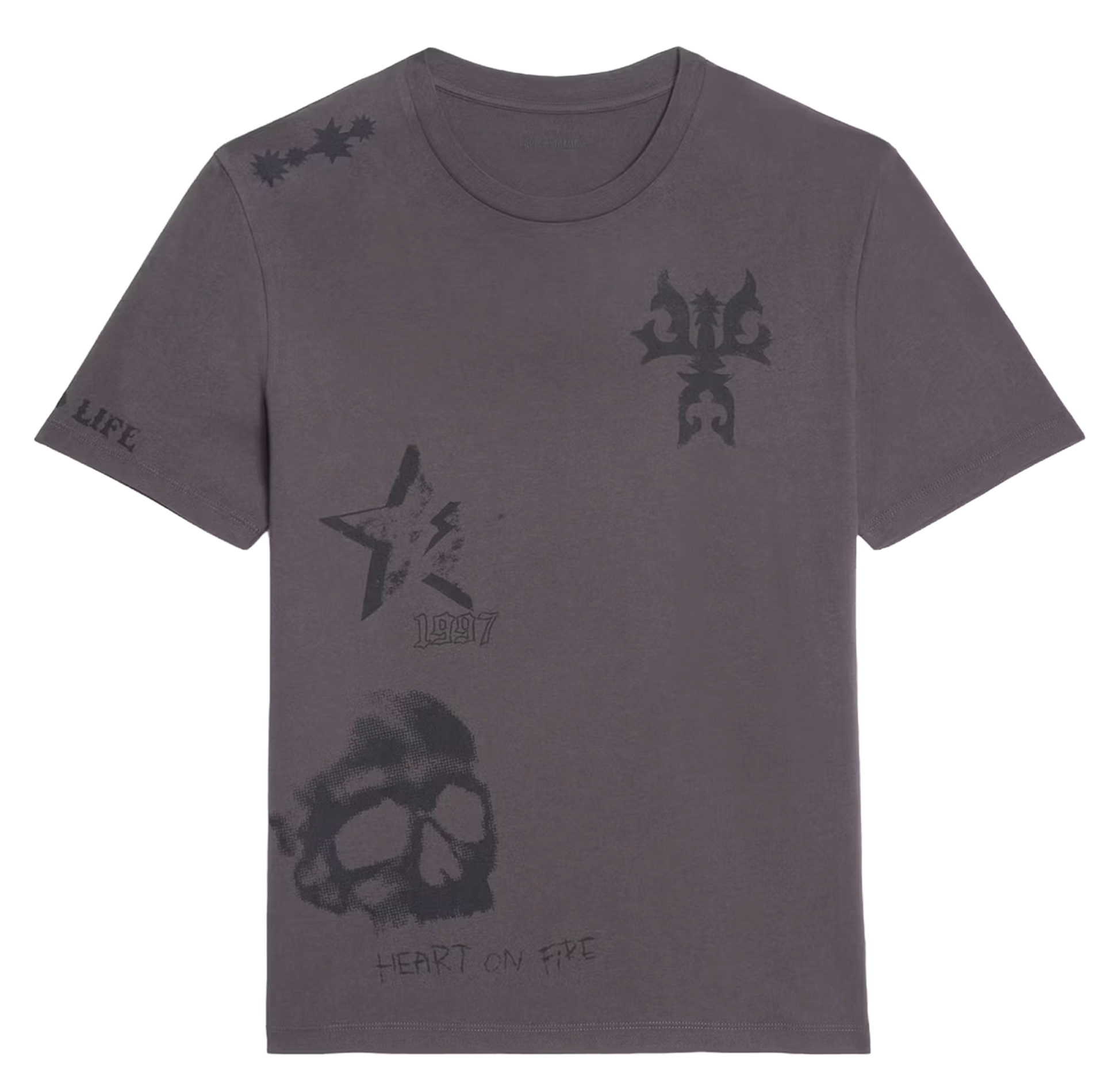 Tee-shirt col rond en coton tommy ZADIG&VOLTAIRE Marron