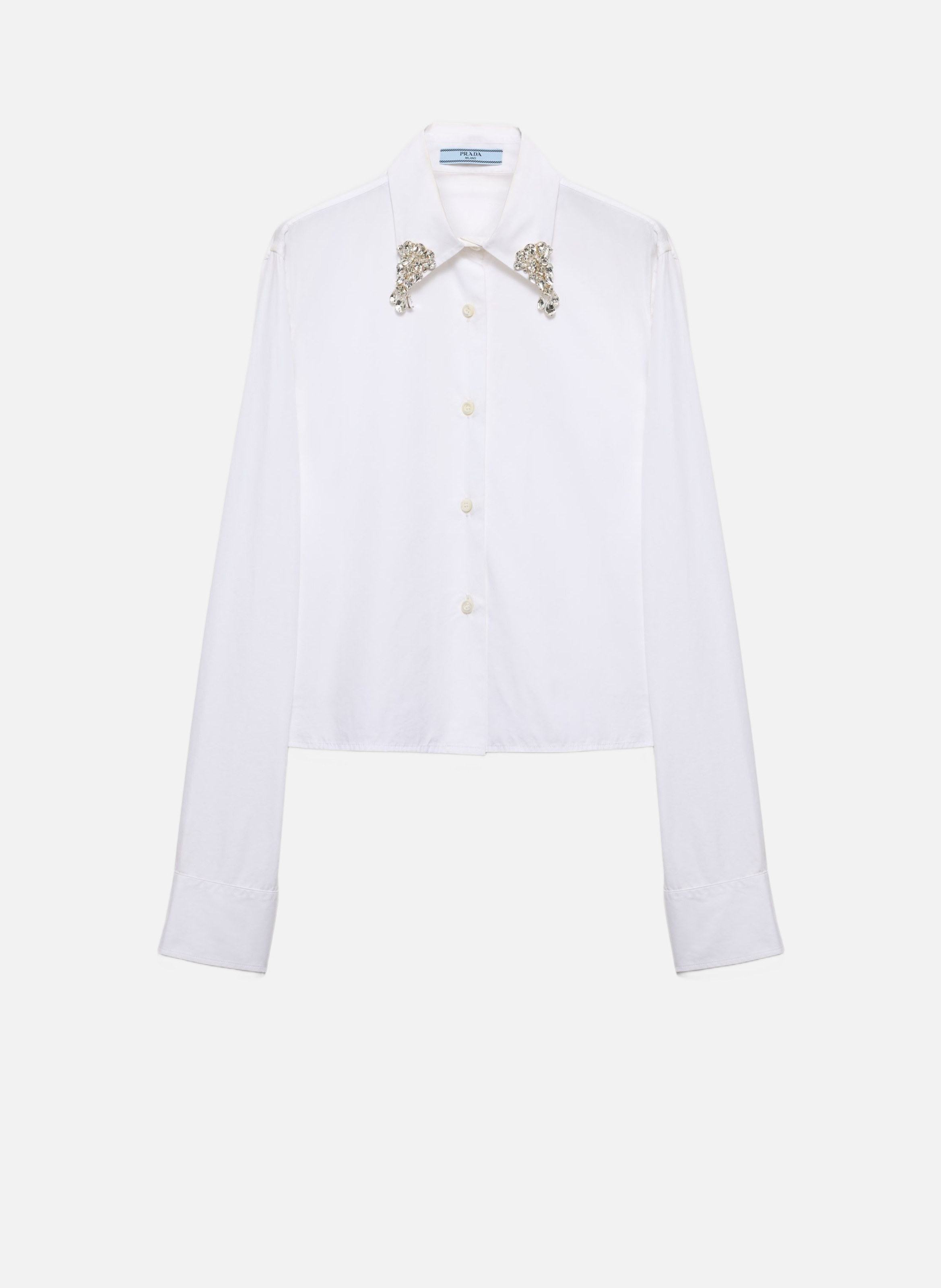 Chemise en popeline brodée PRADA Blanc