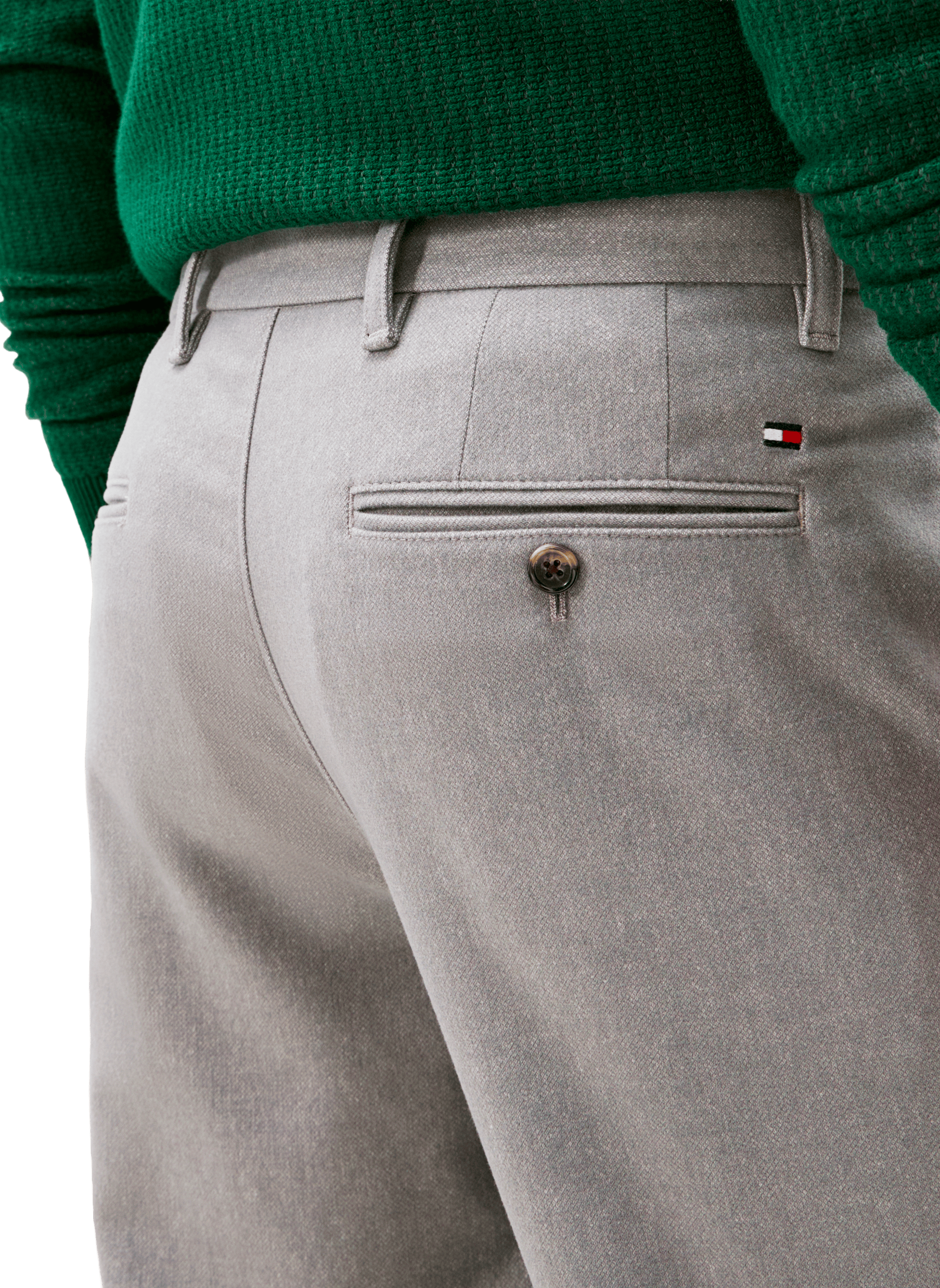 Cotton blend straight trousers TOMMY HILFIGER Grey