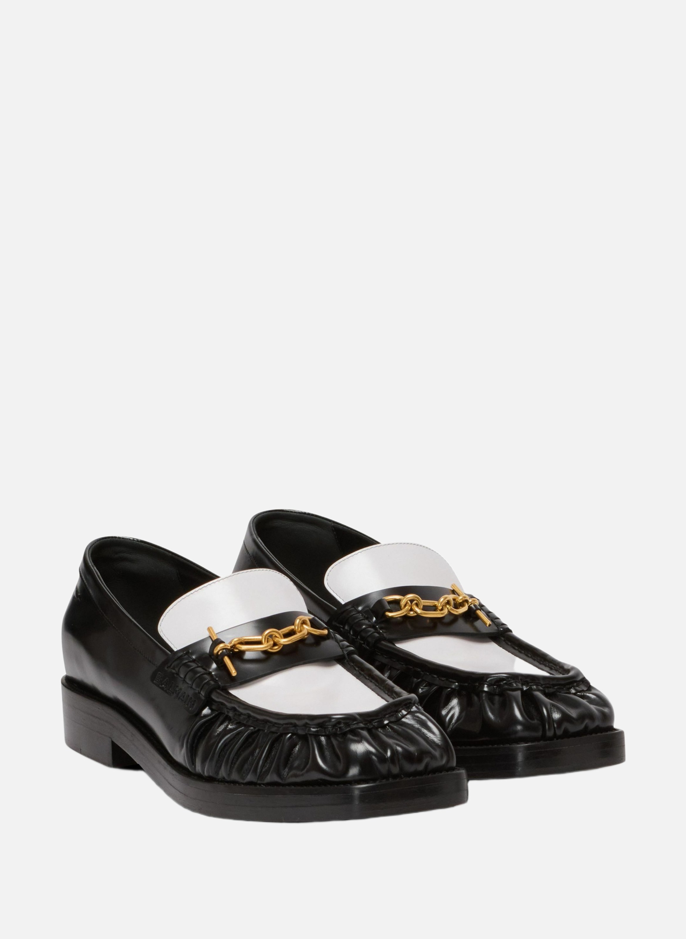 Mocassins sync en cuir glacé BALMAIN Blanc