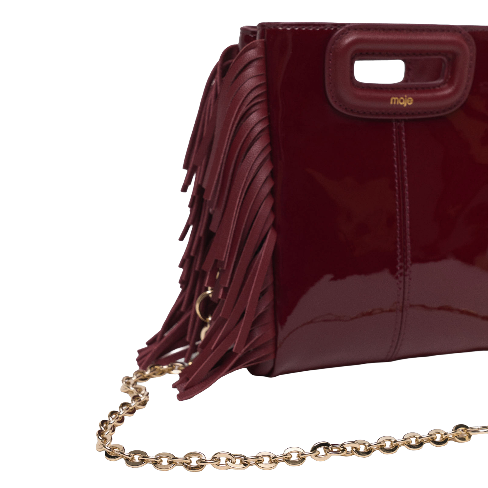 Sac bandoulière en cuir vernis m mini MAJE Rouge