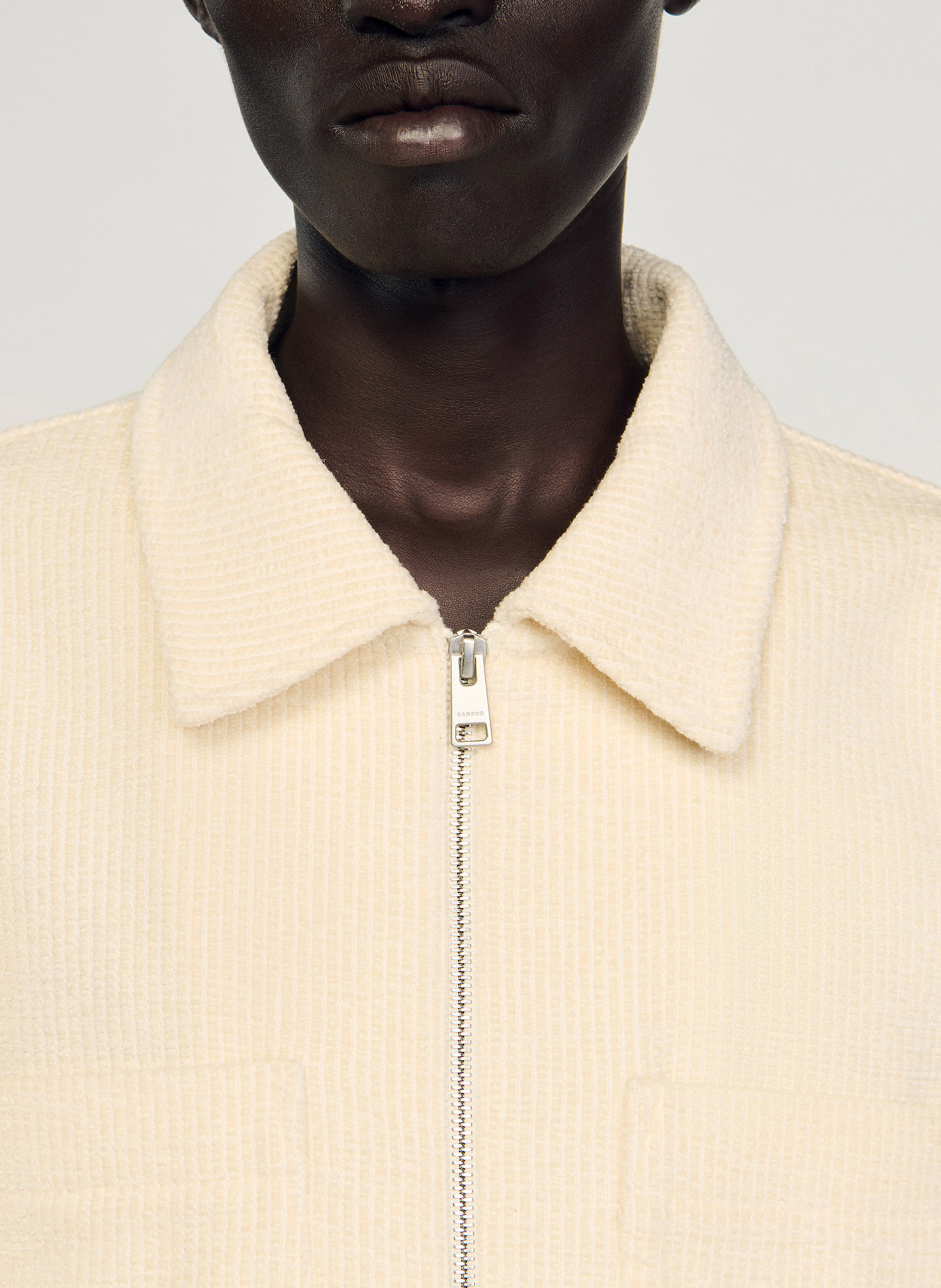 Veste droite zippée col chemise SANDRO Blanc