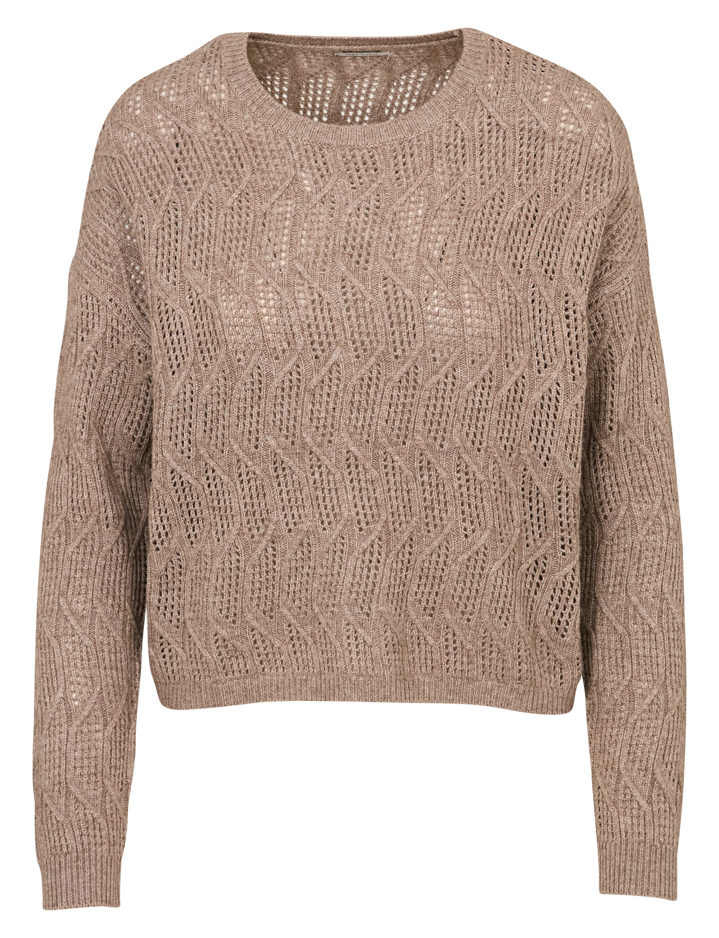 Pull ample col rond en maille ajourée IKKS Beige
