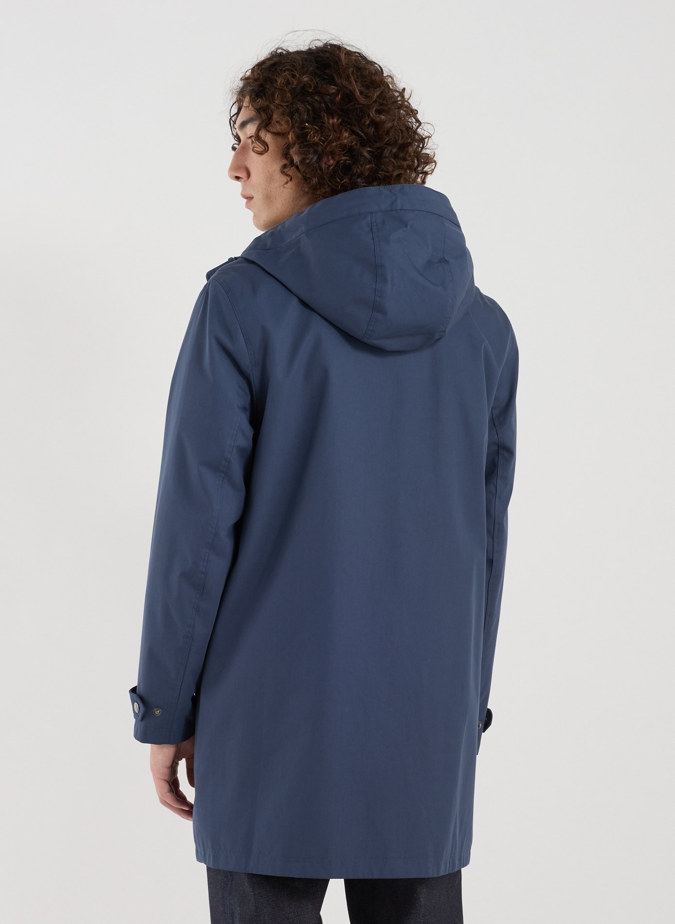 Straight raincoat with high collar in blended cotton FAGUO Blue