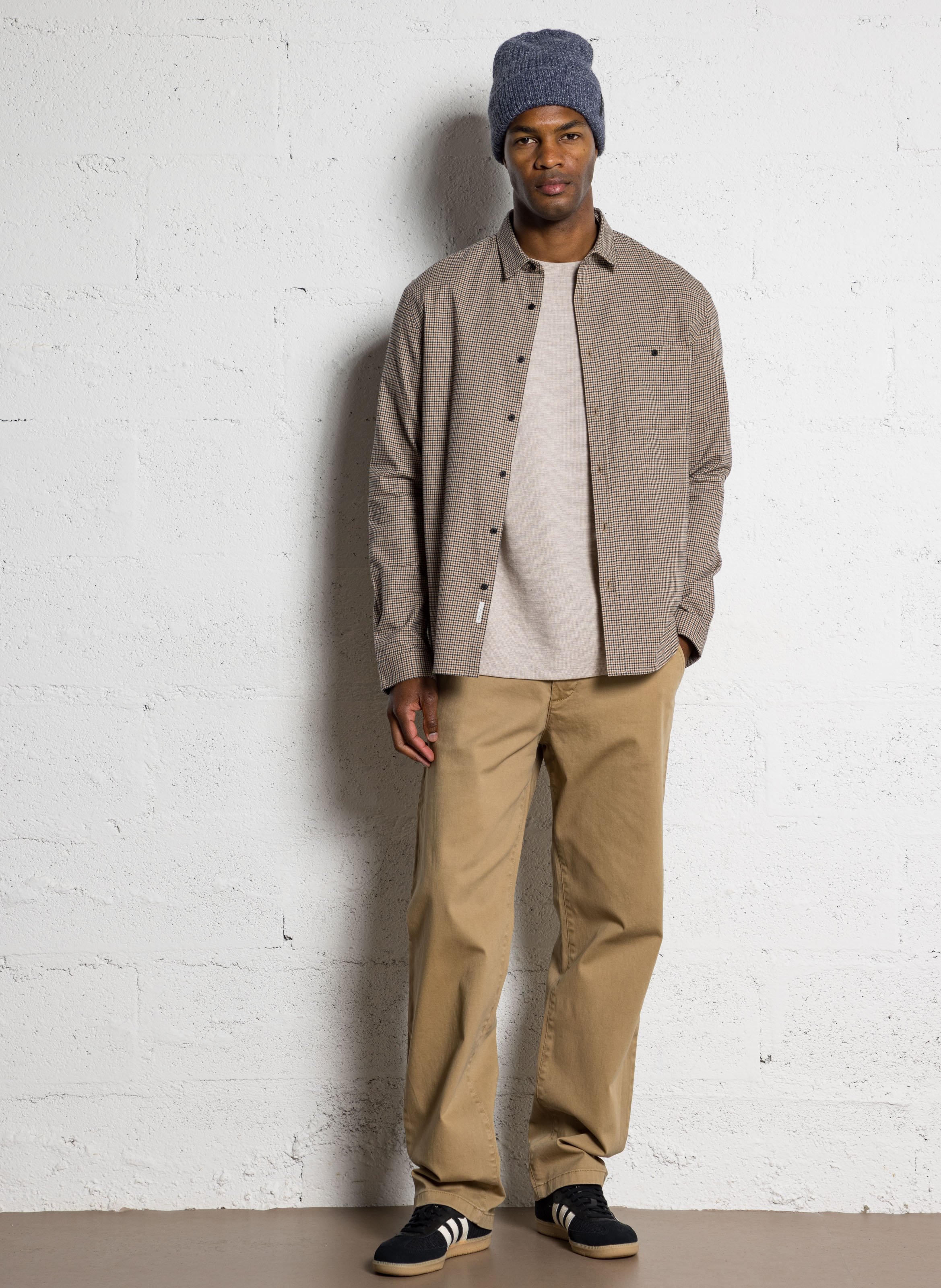 Chemise droite boutonnée à motifs IKKS Beige