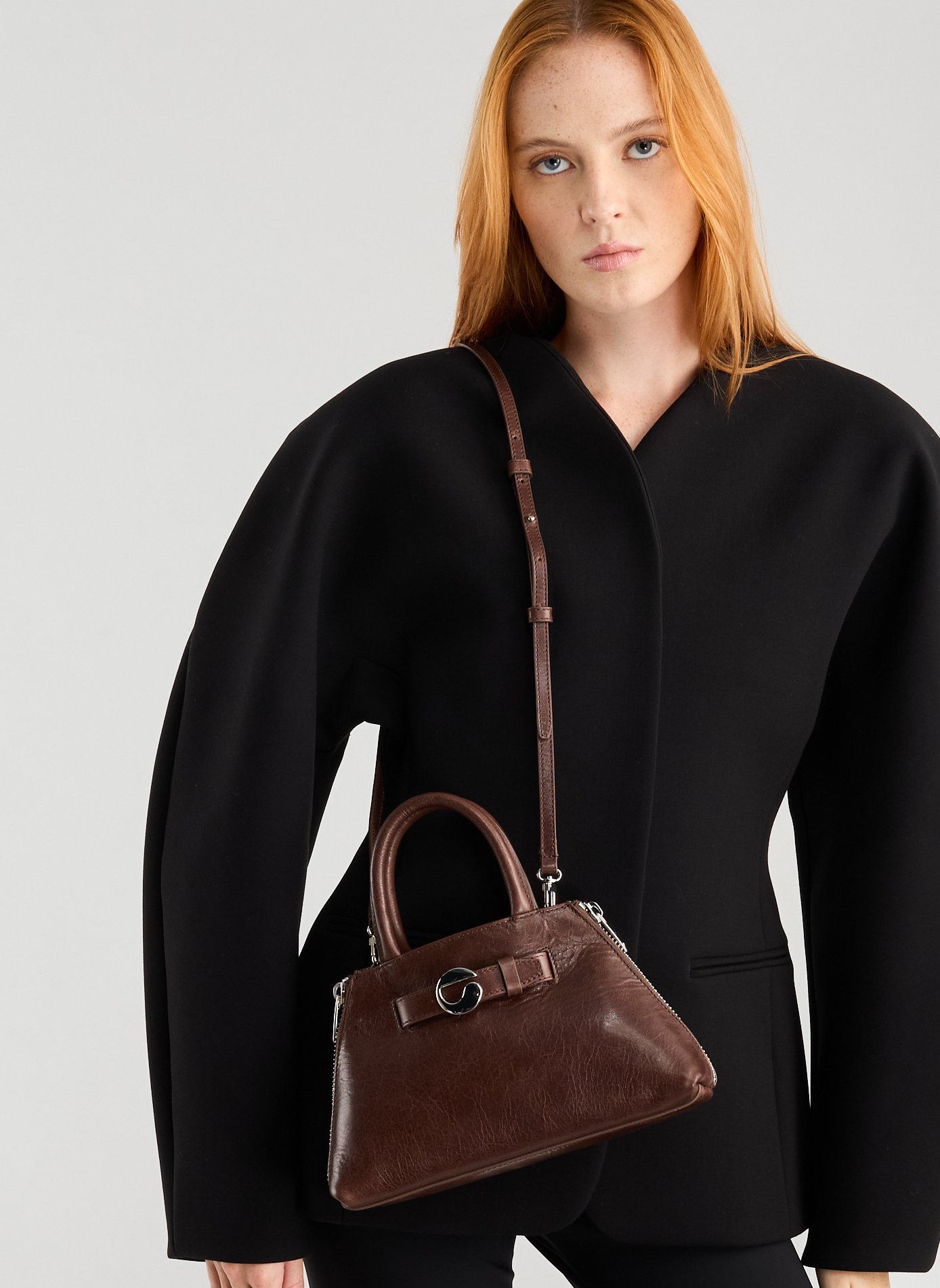 Data leather shoulder bag COPERNI Brown