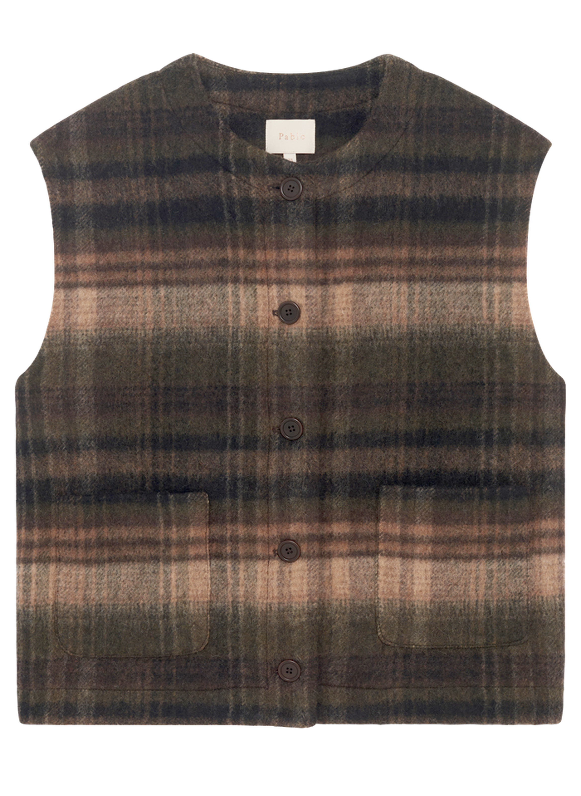 Veste sans manche à carreaux - noura PABLO Marron