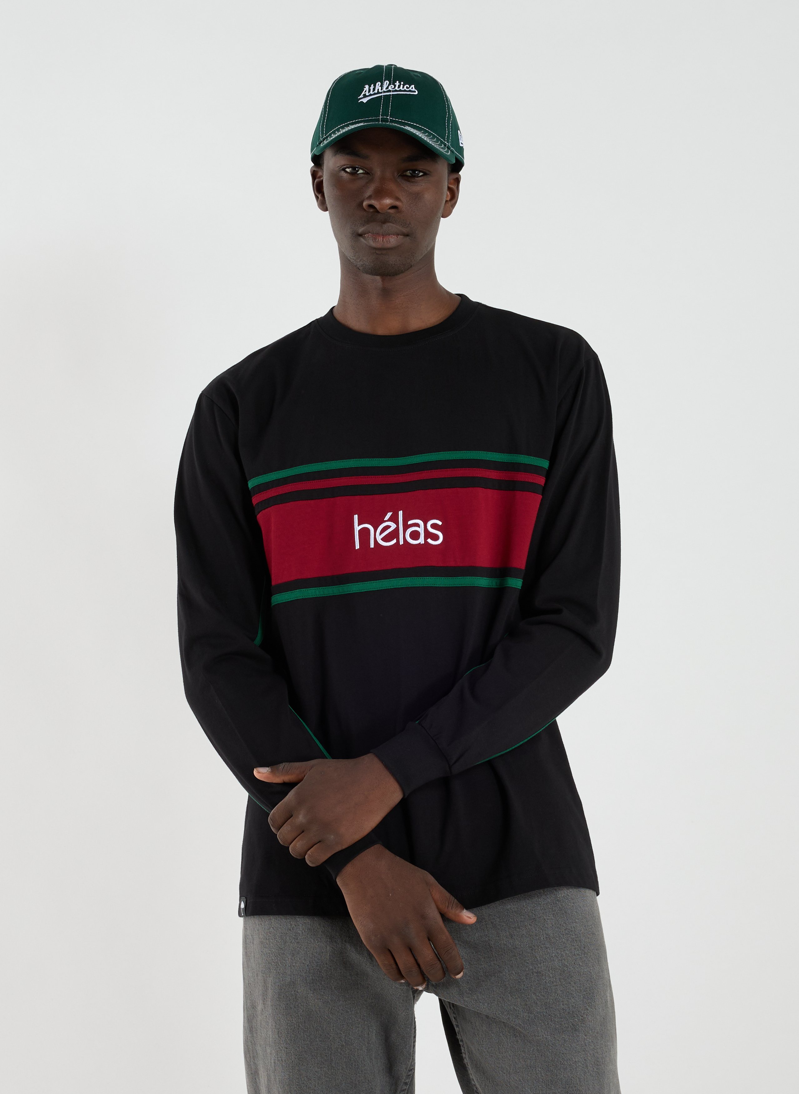 HELAS CAPS Long-sleeve cotton logo T-shirt  Black