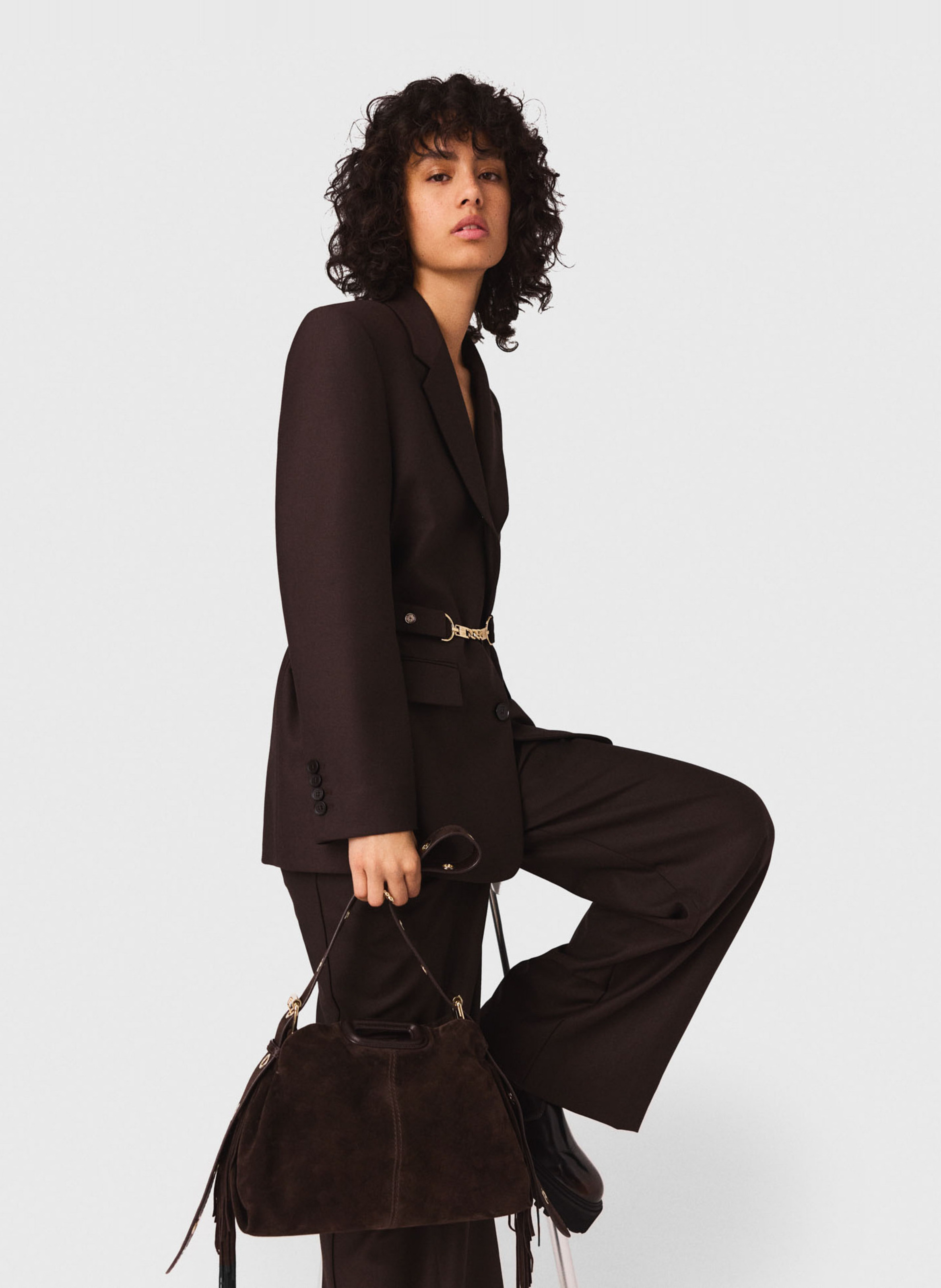 Veste tailleur droite MAJE Marron