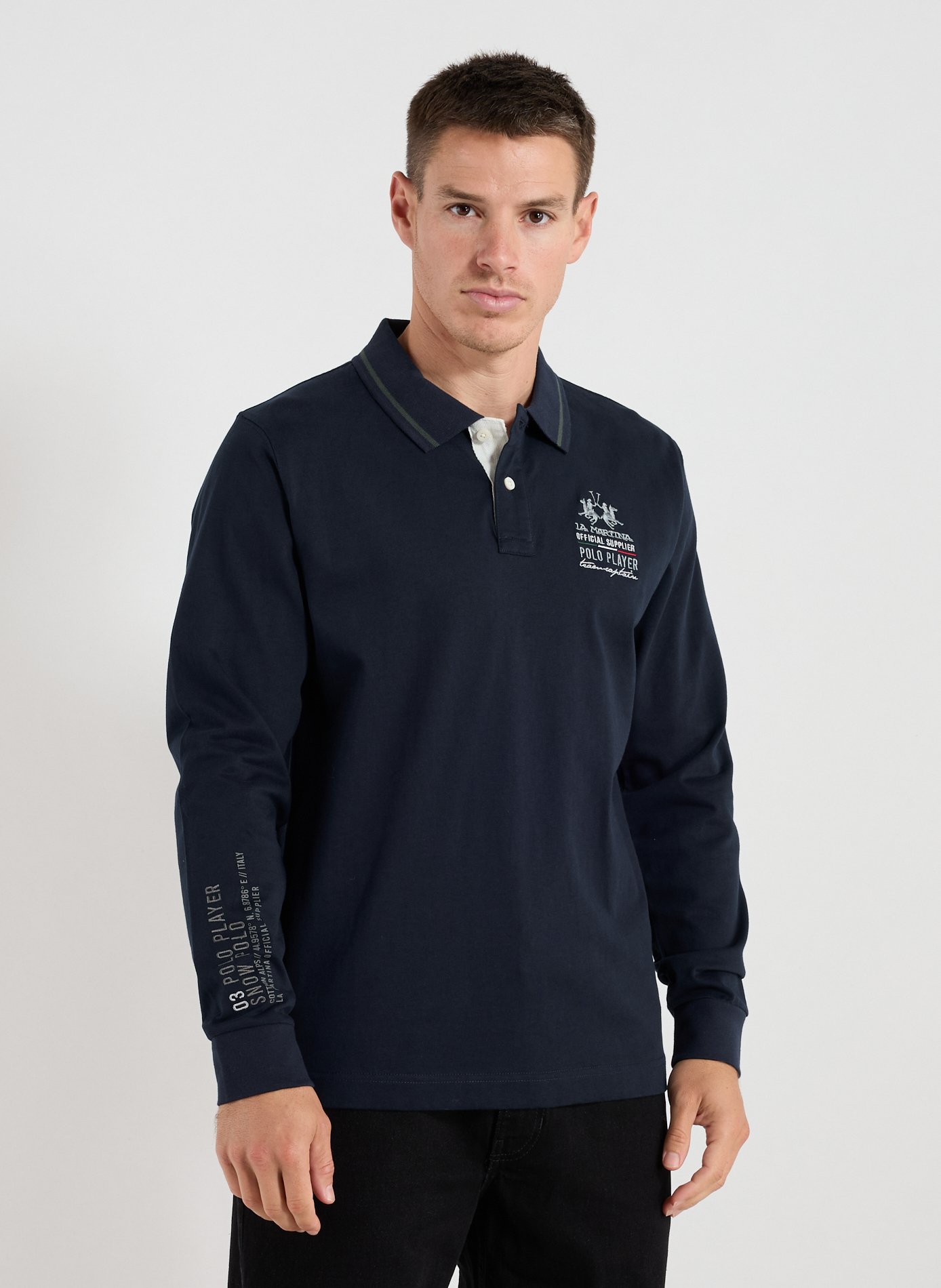 LA MARTINA Polo manches longues en coton Bleu