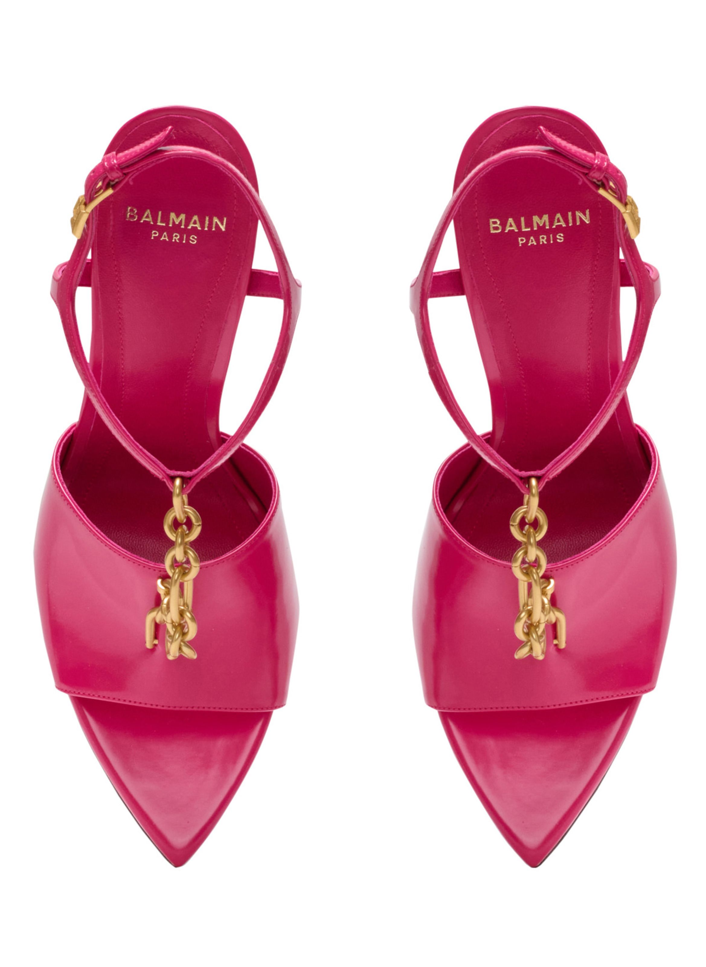 Sandales sync en cuir d’agneau brillant BALMAIN Rose