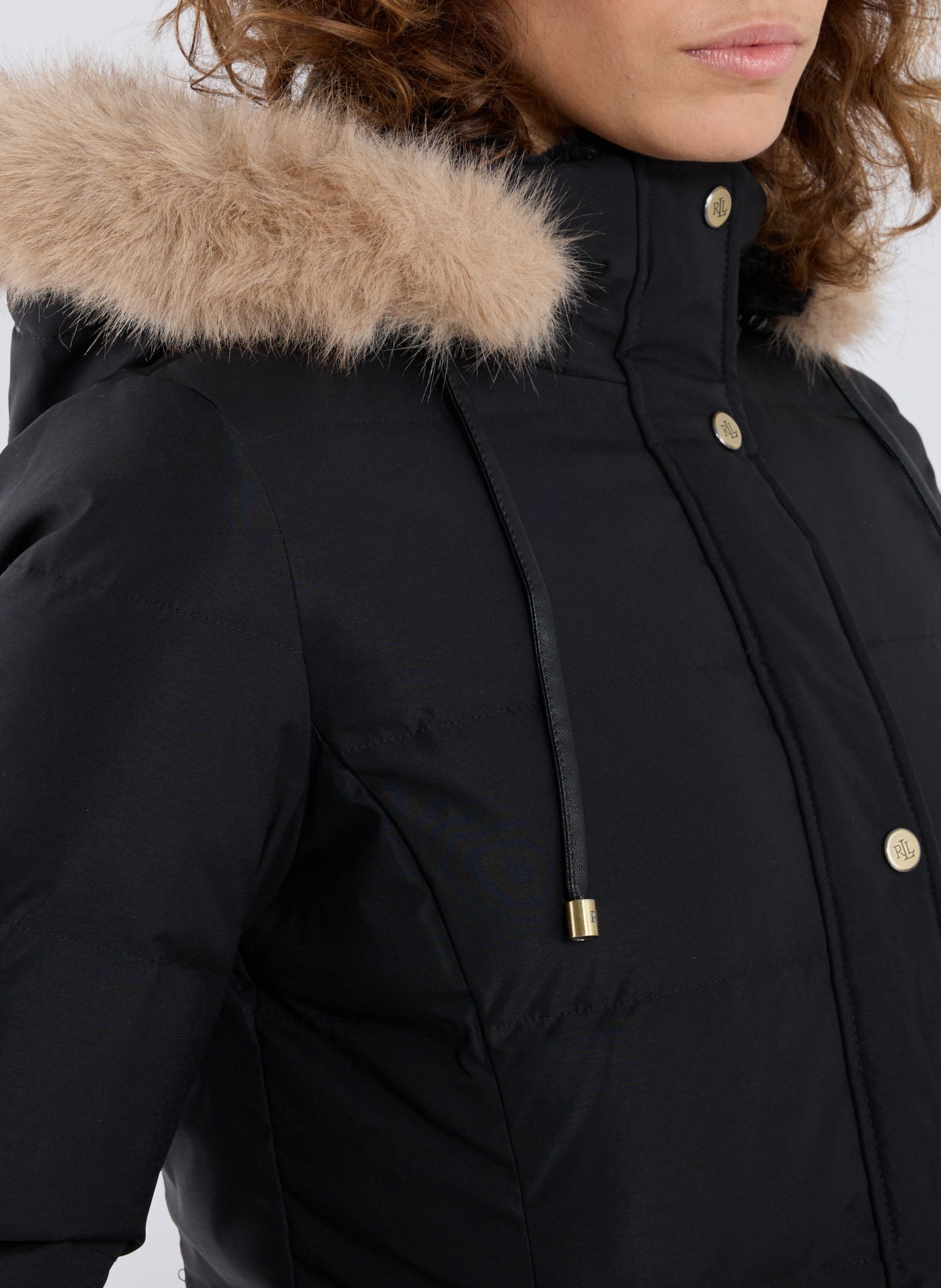 Manteau droit à capuche LAUREN Noir