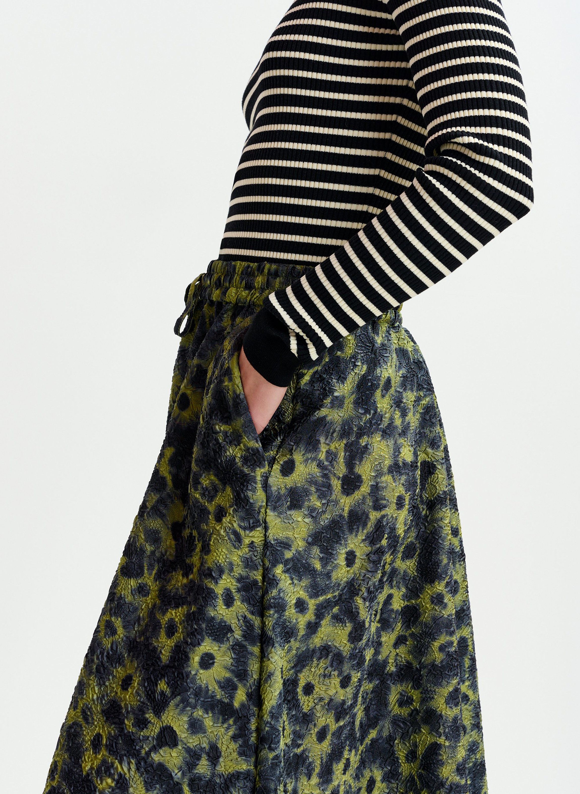 Jupe midi évasée en maille jacquard isebel ESSENTIEL ANTWERP Vert