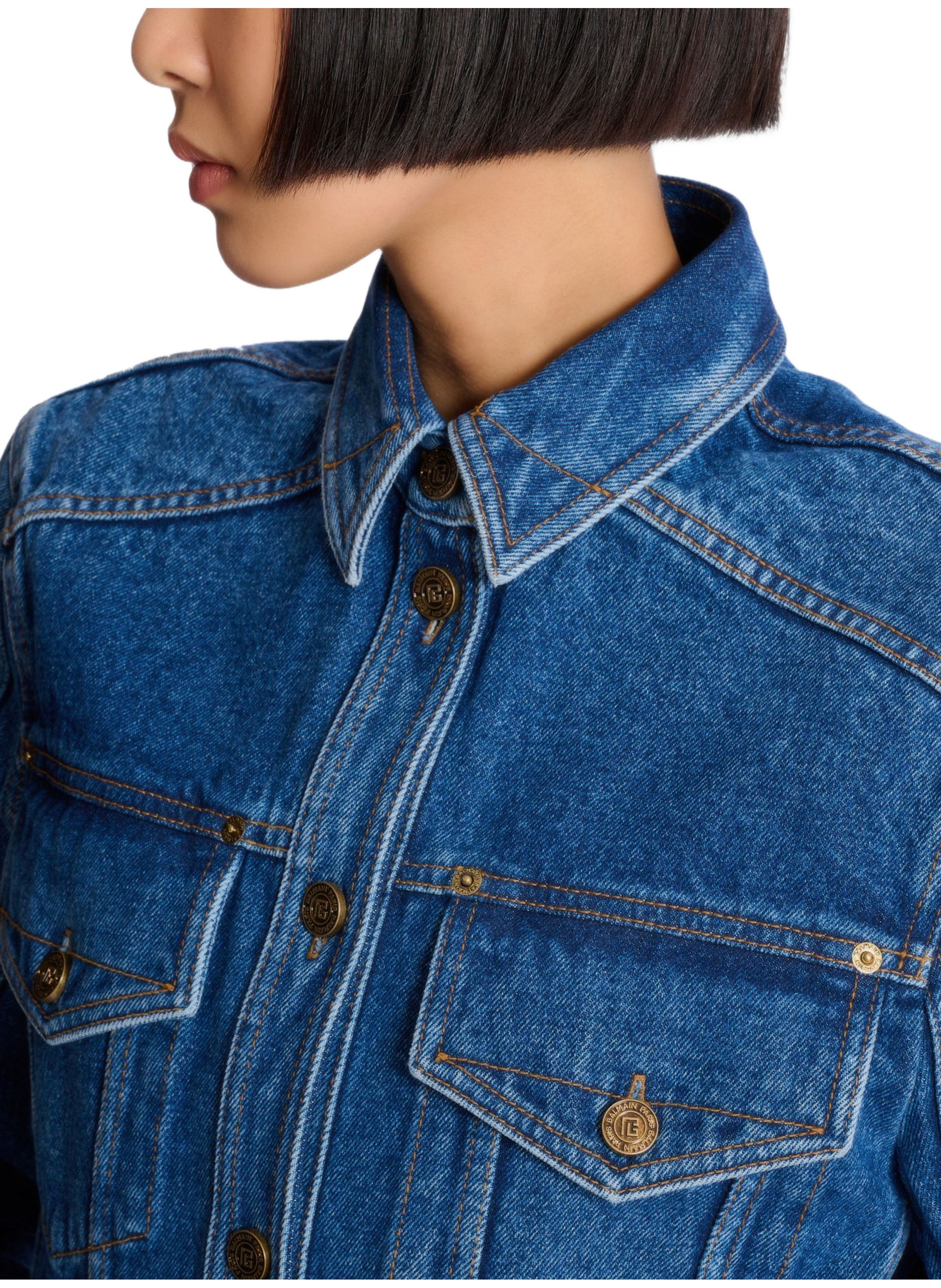 Veste courte en denim BALMAIN Bleu